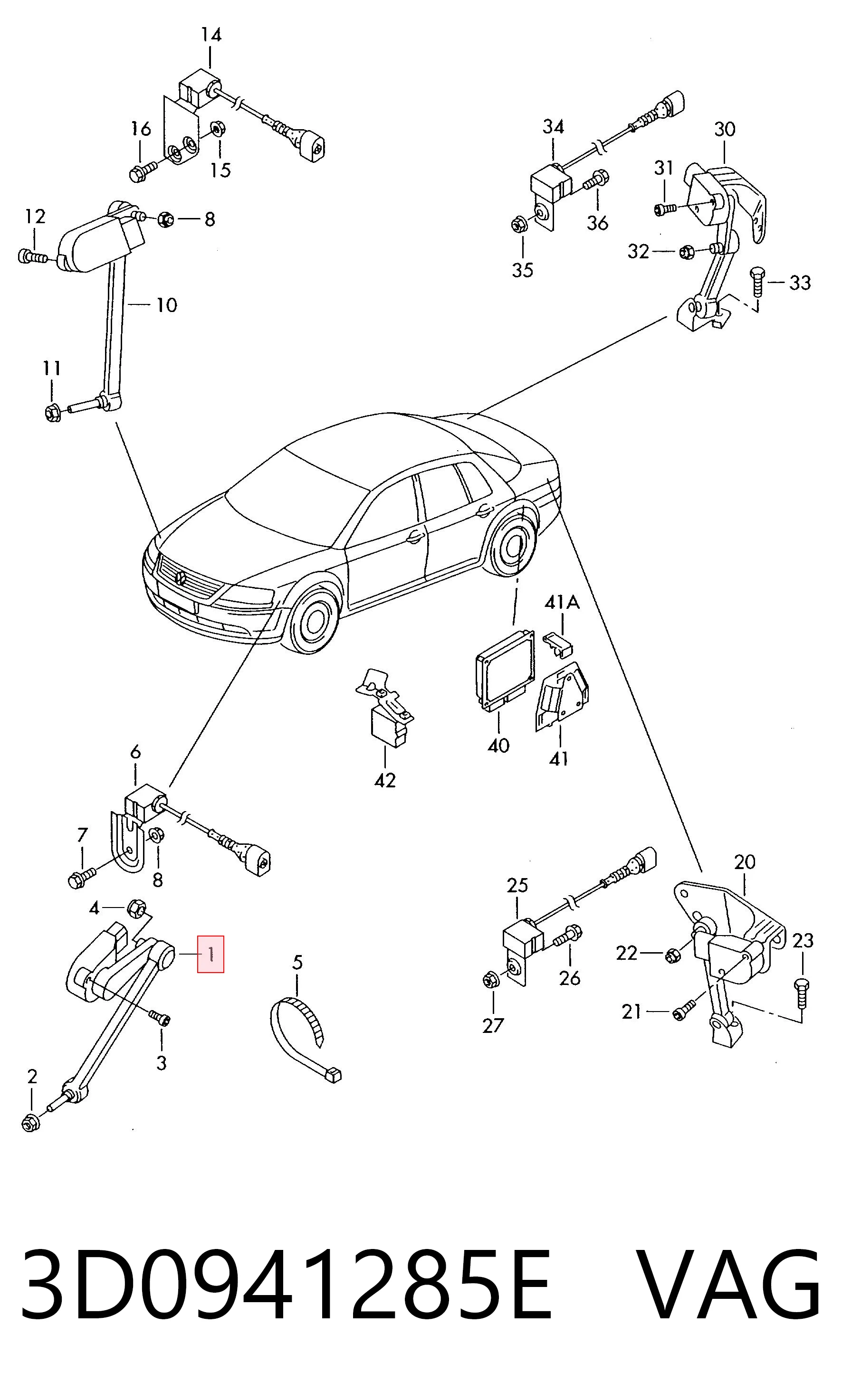 3D0941285E VAG Sensor dianteiro esquerdo do nível de posição de carroçaria