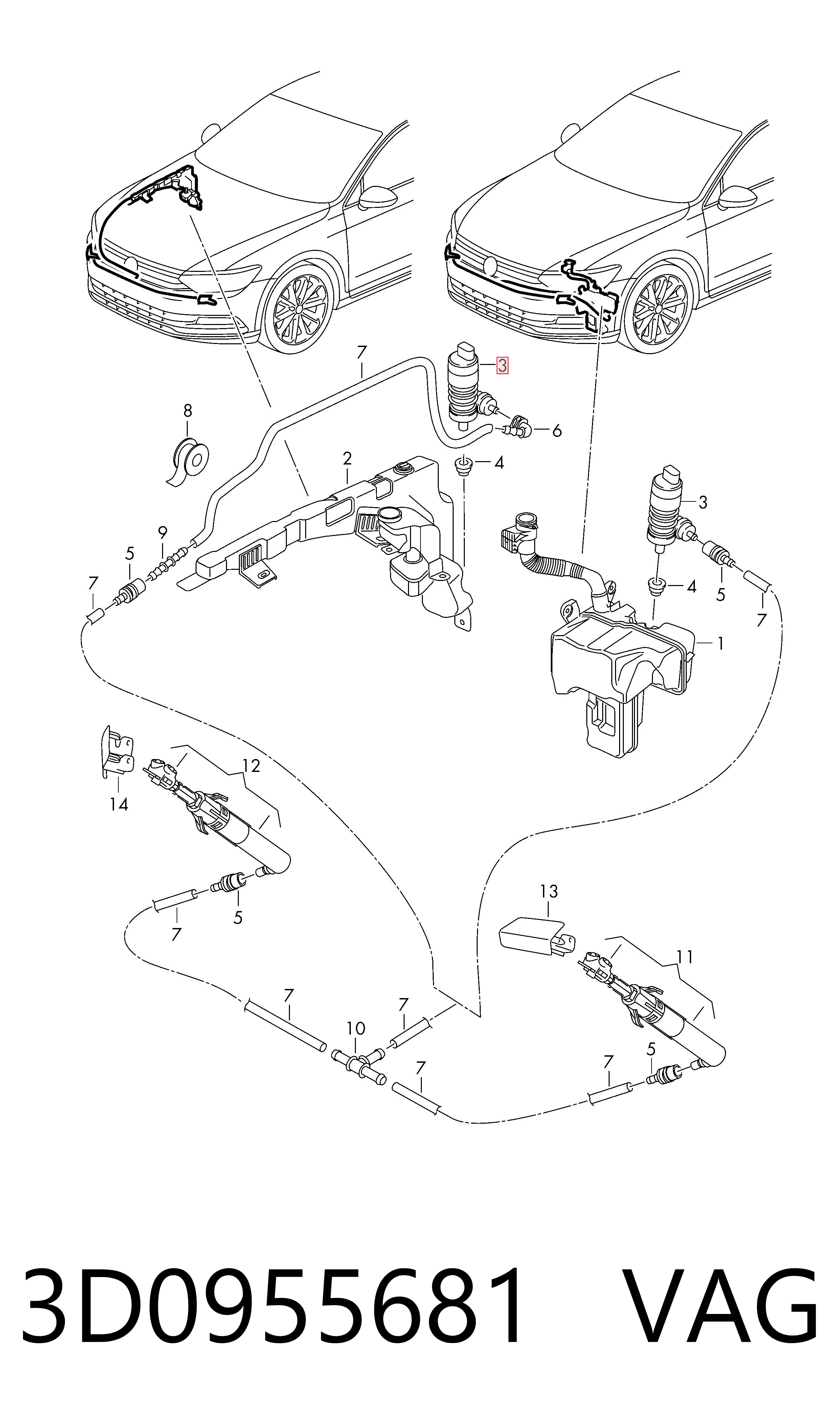 3D0955681 VAG Bomba do motor de fluido para lavador das luzes