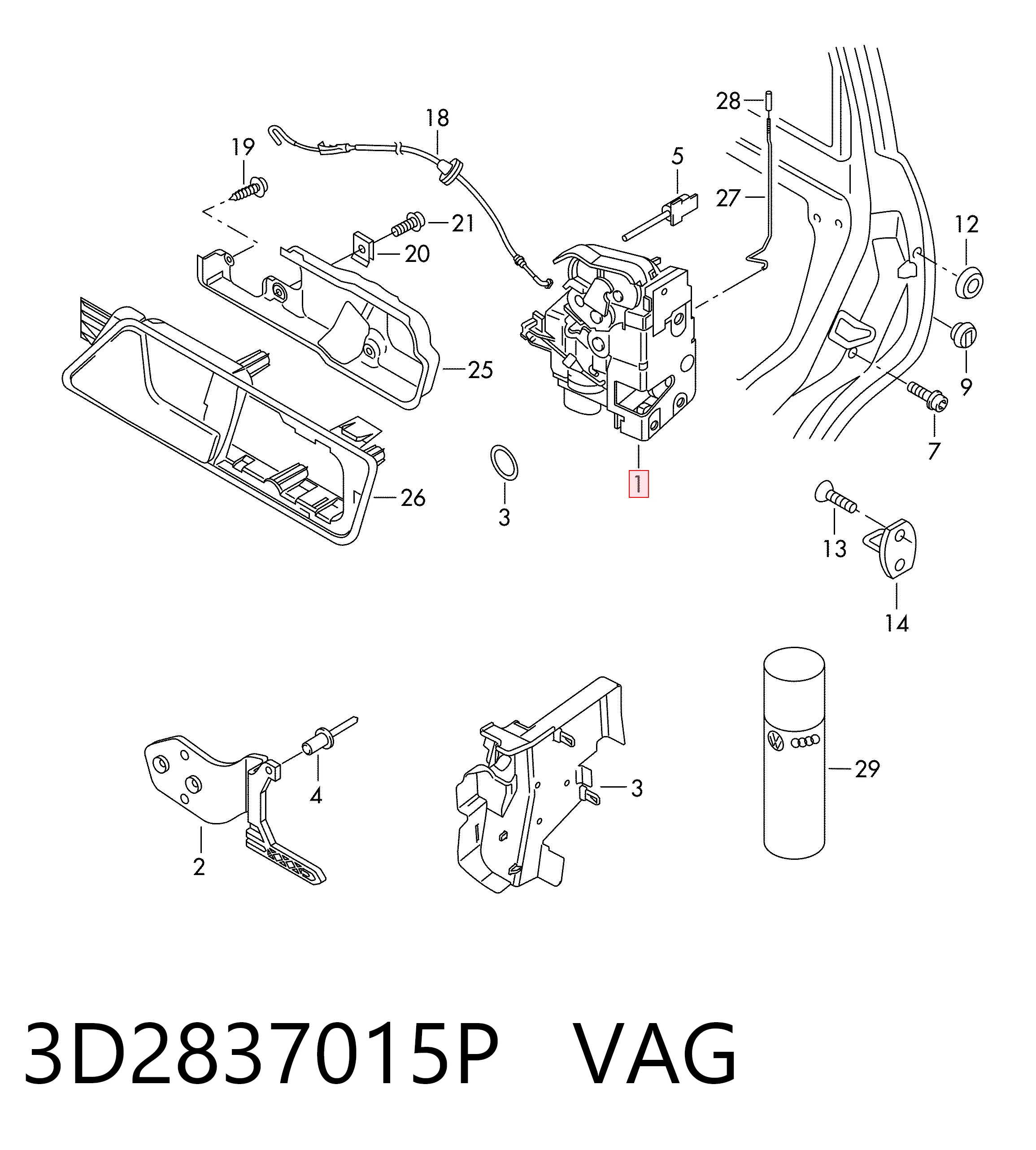 Fecho da porta dianteira esquerda Volkswagen Touran II 1T3