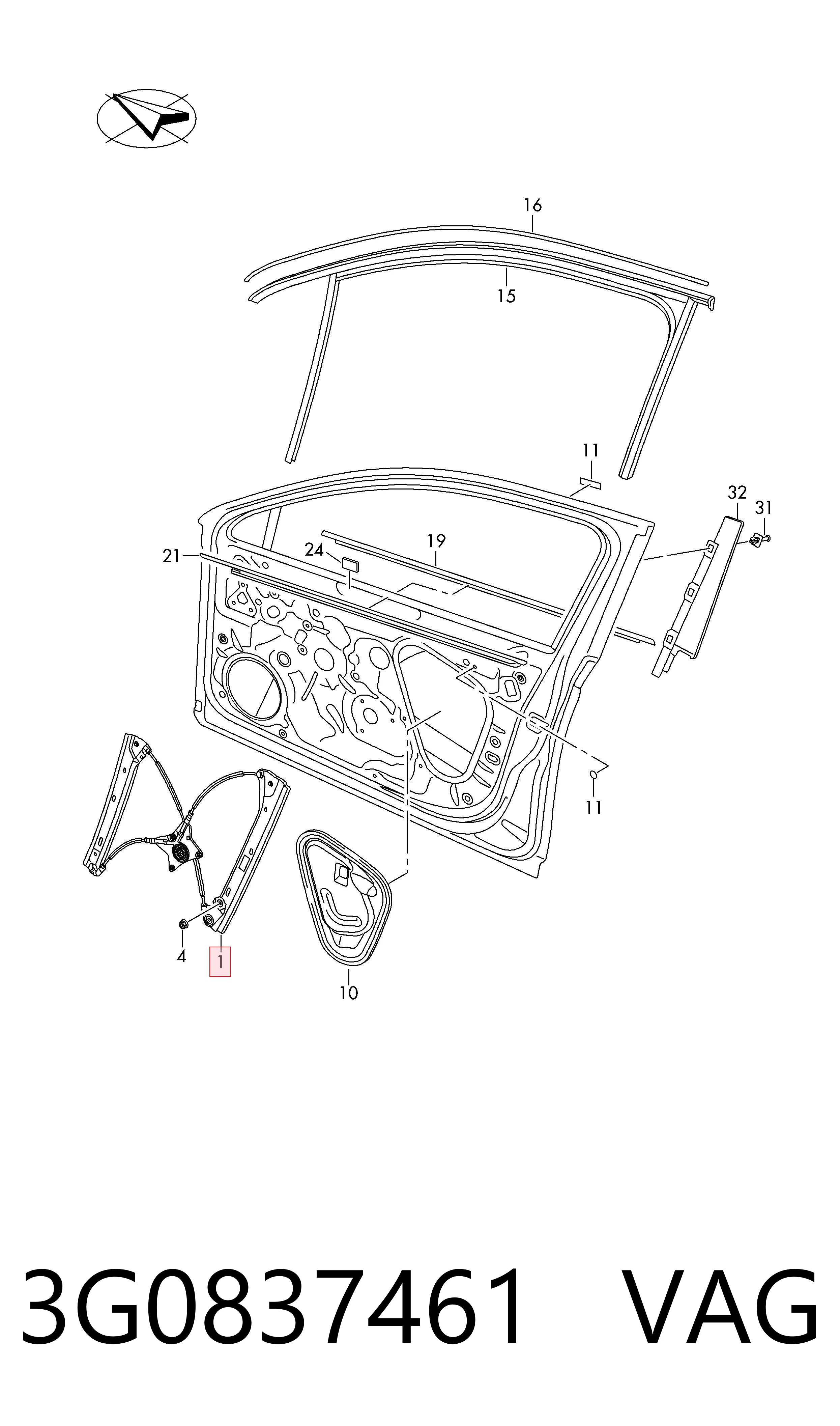 Compre Mecanismo de acionamento de vidro da porta dianteira esquerda Volkswagen Passat 
