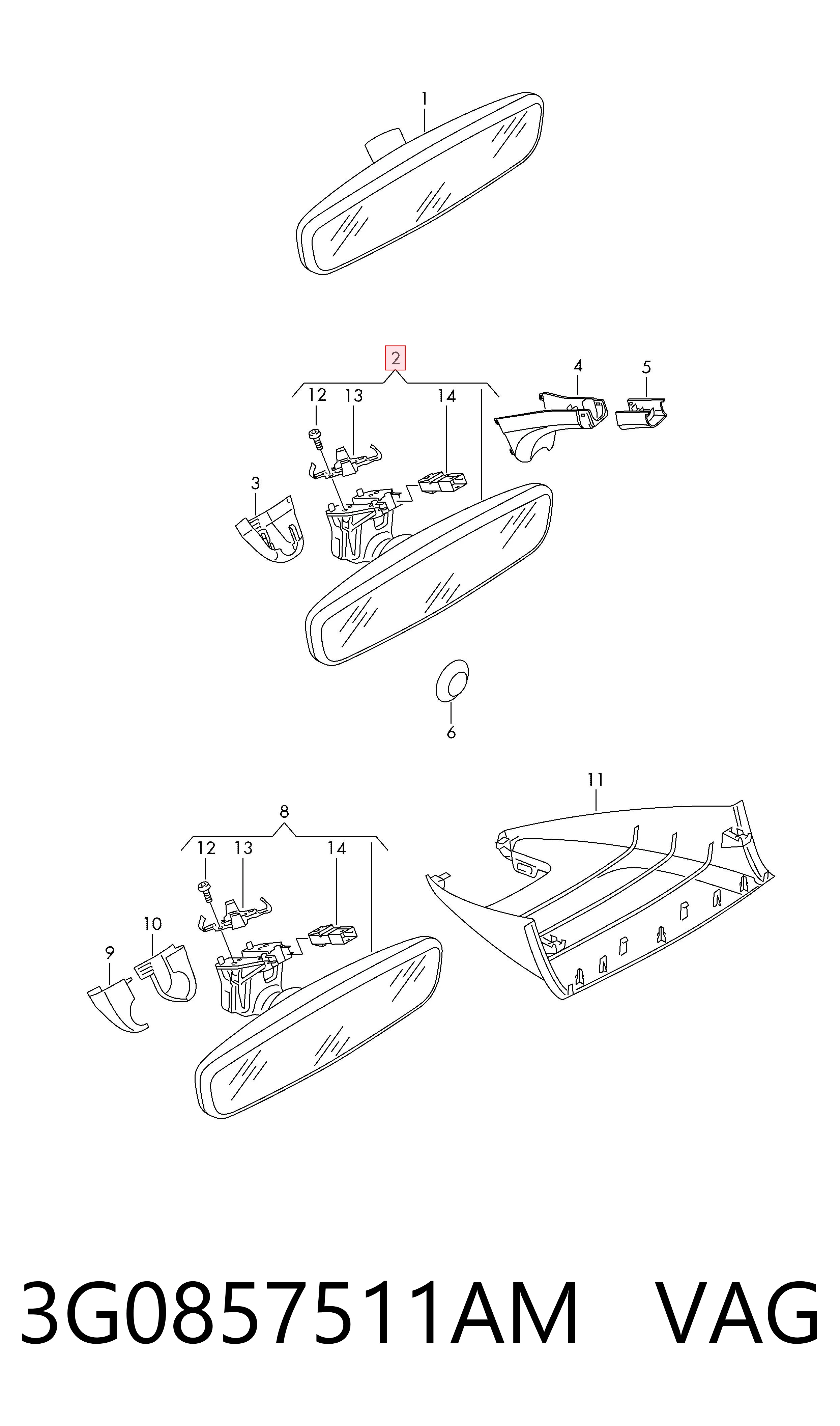 Espelho de salão interno para Seat Leon III 5F1