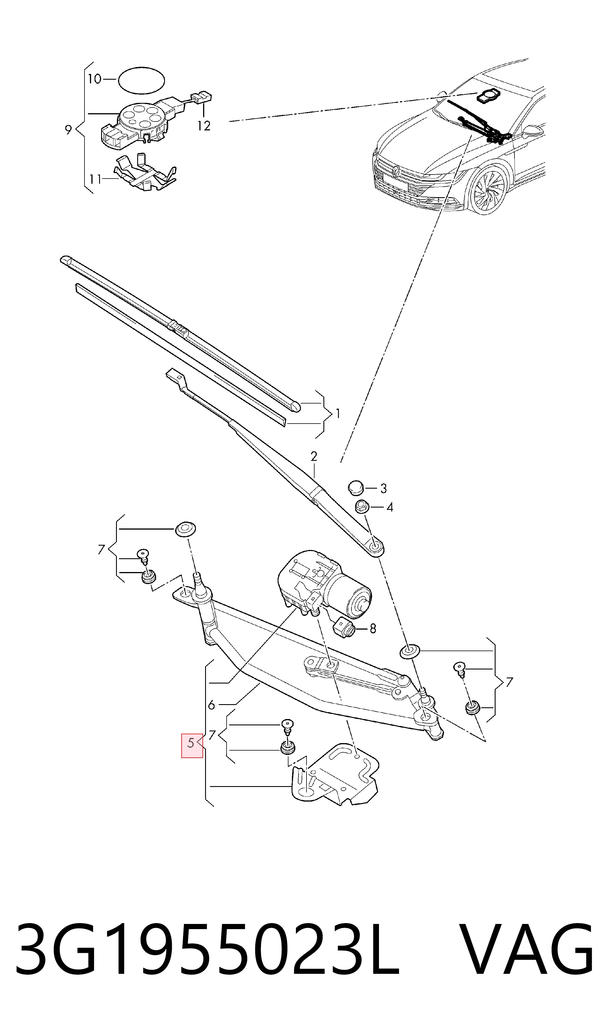 Trapézio de limpador pára-brisas para Volkswagen Passat ALLTRACK B8 3G5, CB5