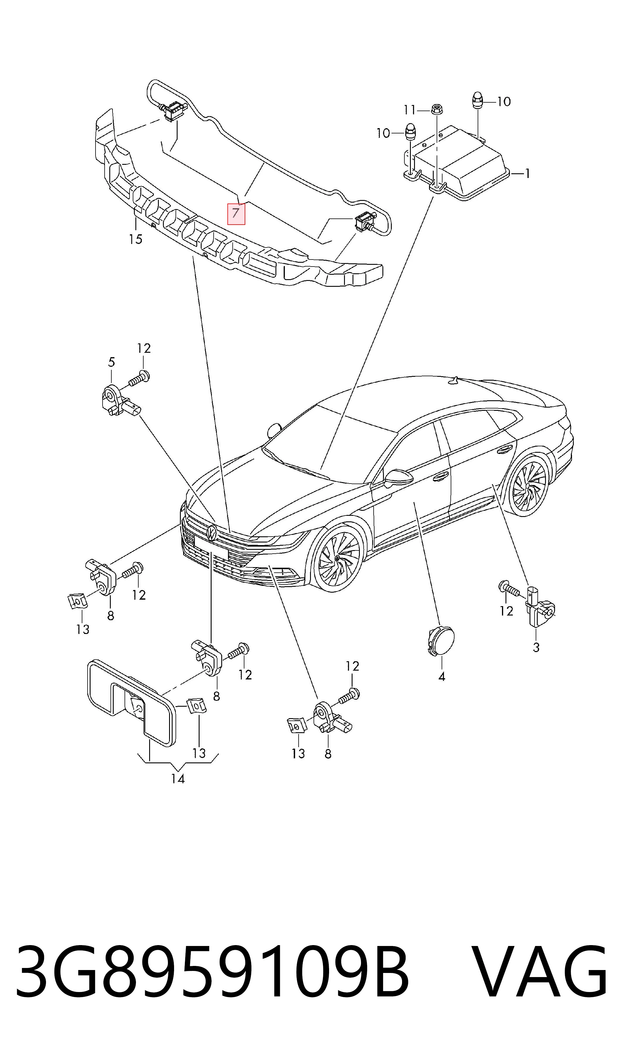 3G8959109B VAG Sensor AIRBAG dianteiro