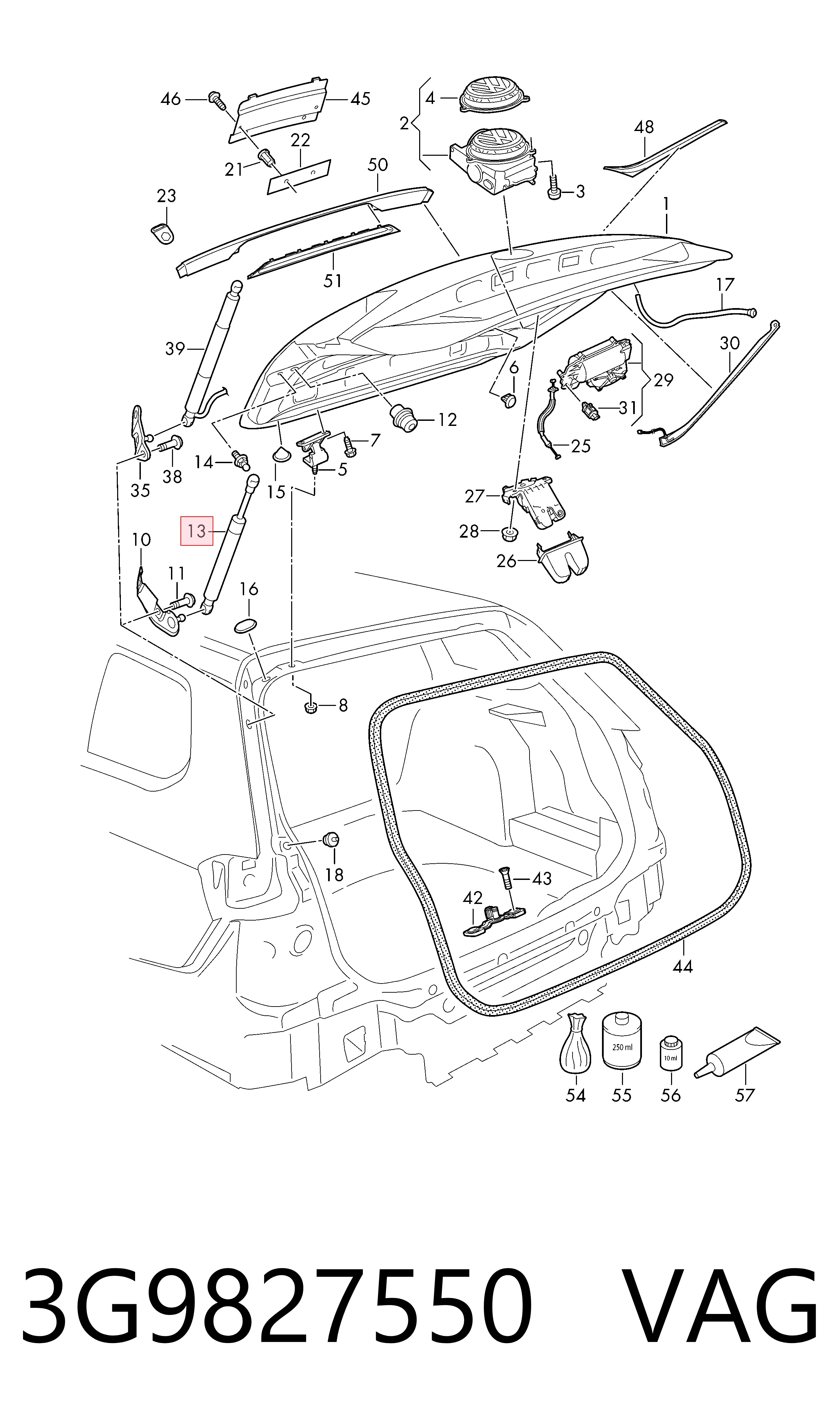 Amortecedor de tampa de porta-malas (de 3ª/5ª porta traseira) Volkswagen Passat  3G5, CB5 ao melhor preço