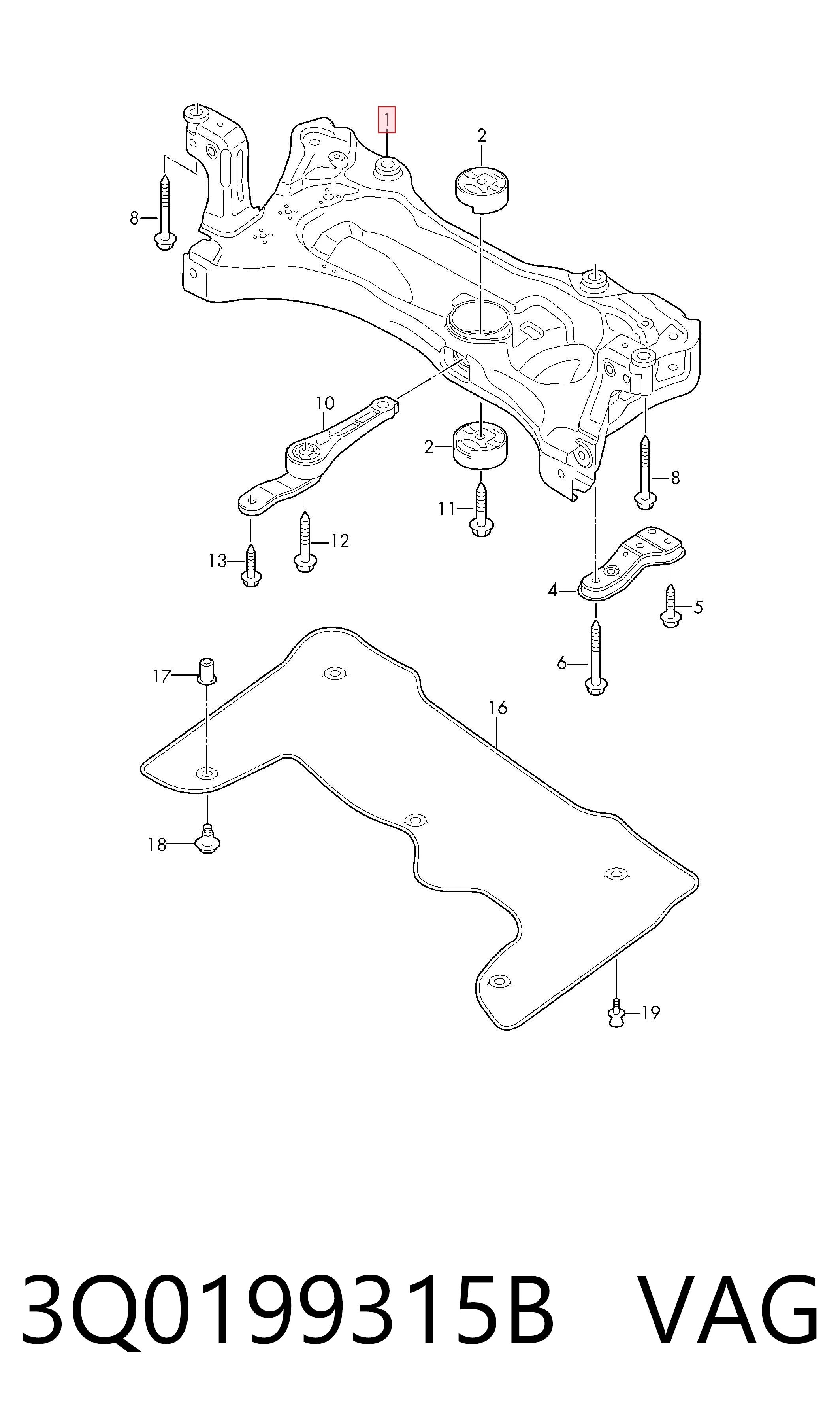 Viga de suspensão dianteira (plataforma veicular) Seat ATECA  KH7, KHP