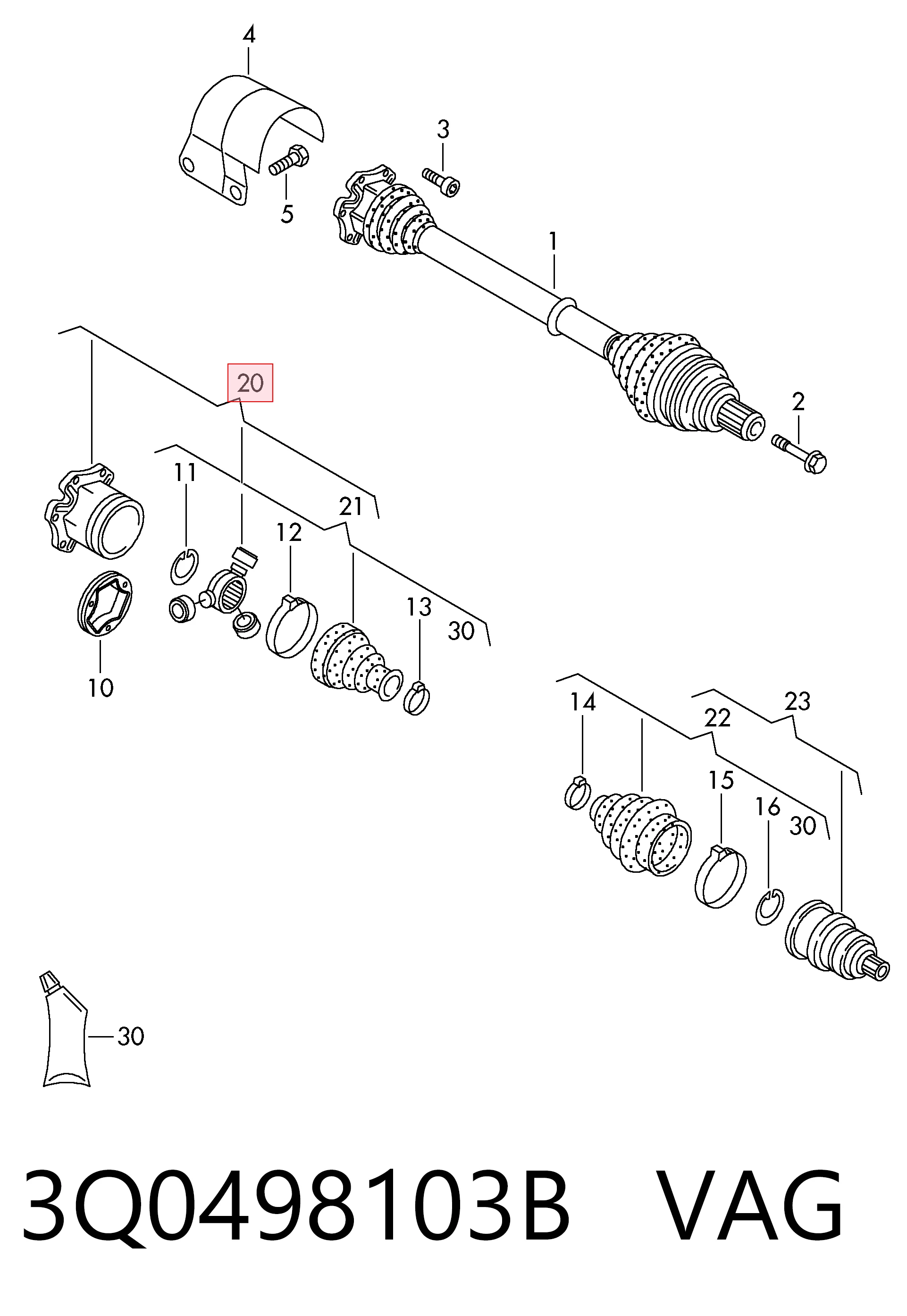 3Q0498103B VAG Junta homocinética interna dianteira