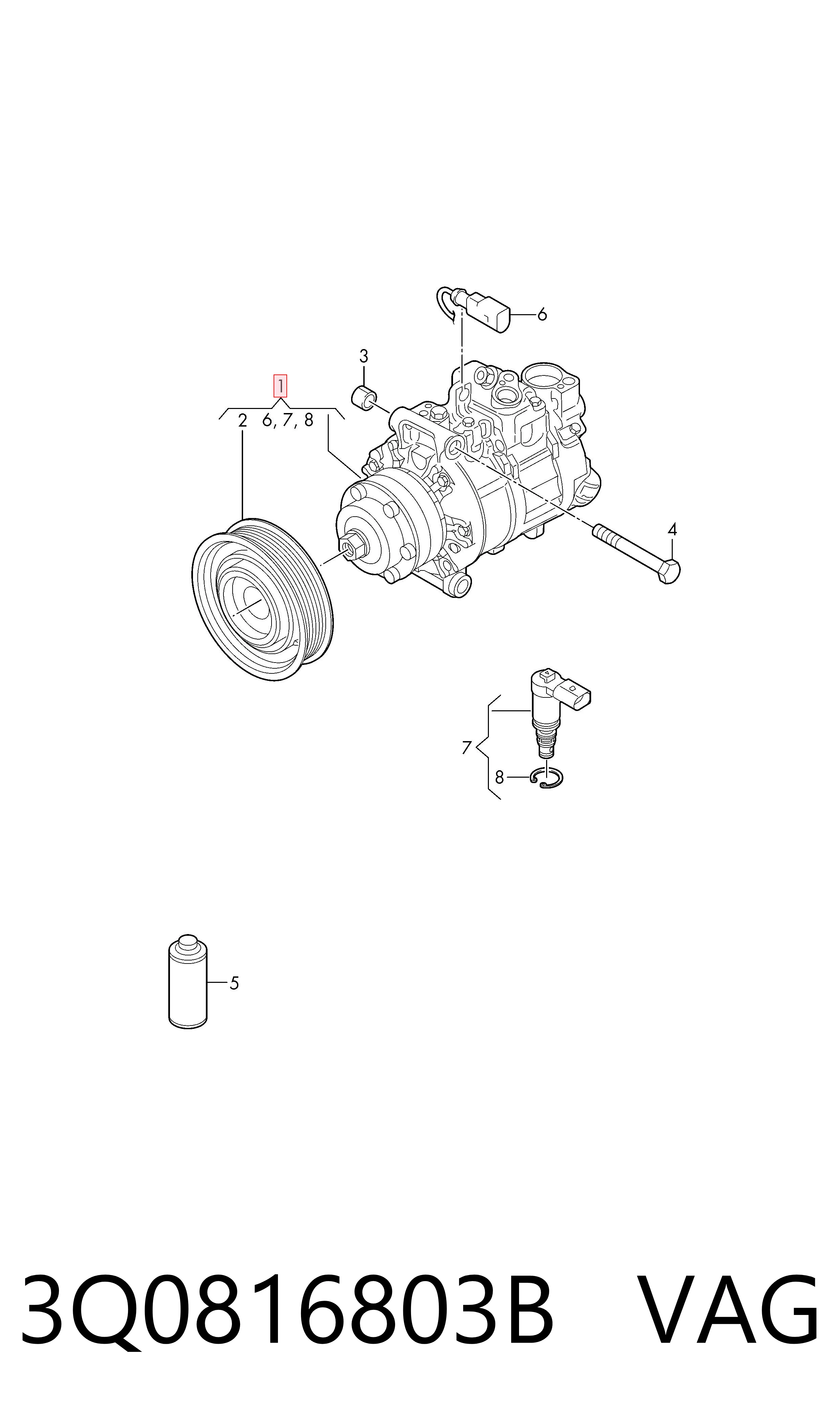 3Q0816803B VAG Compressor de aparelho de ar condicionado