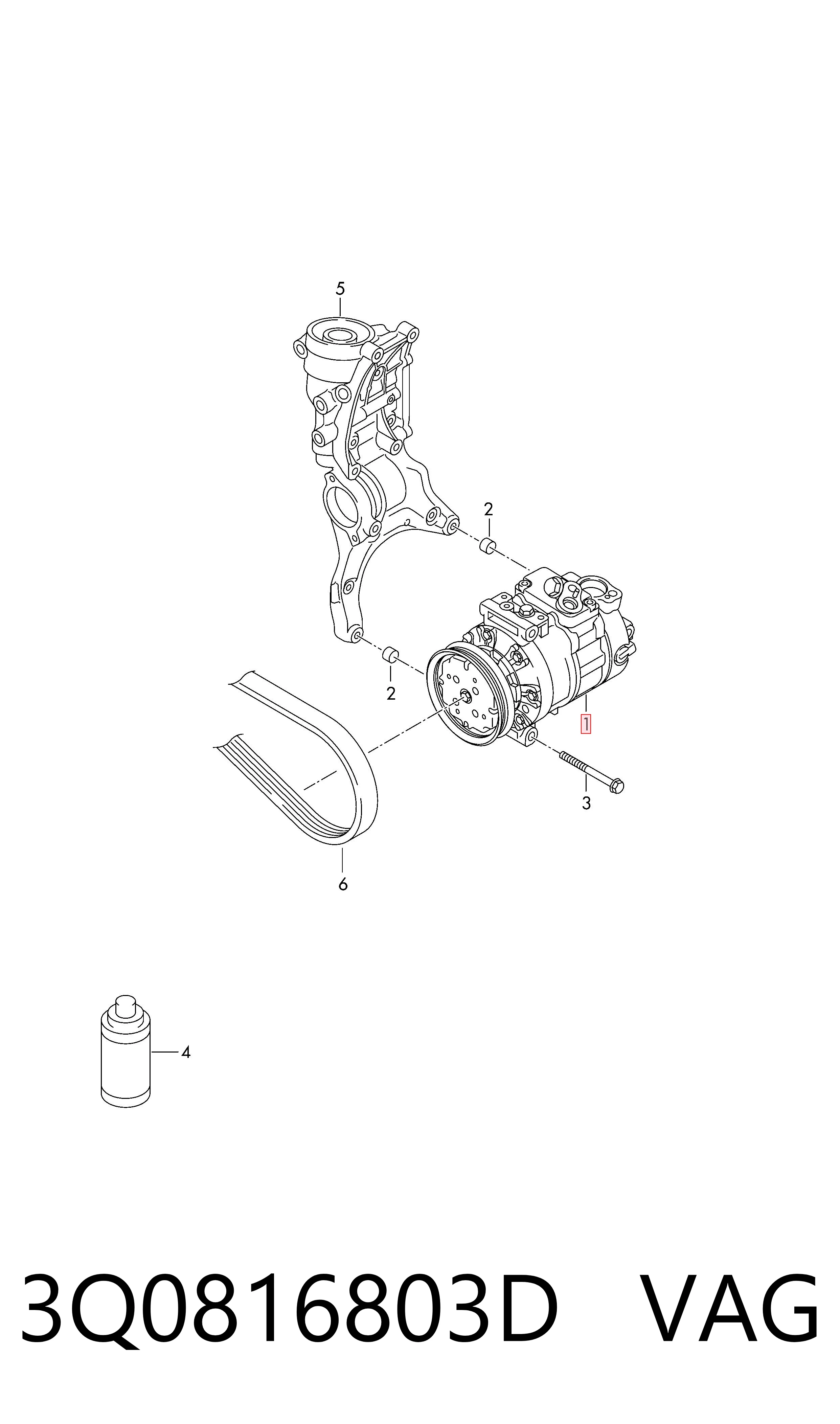 3Q0816803D VAG Compressor de aparelho de ar condicionado