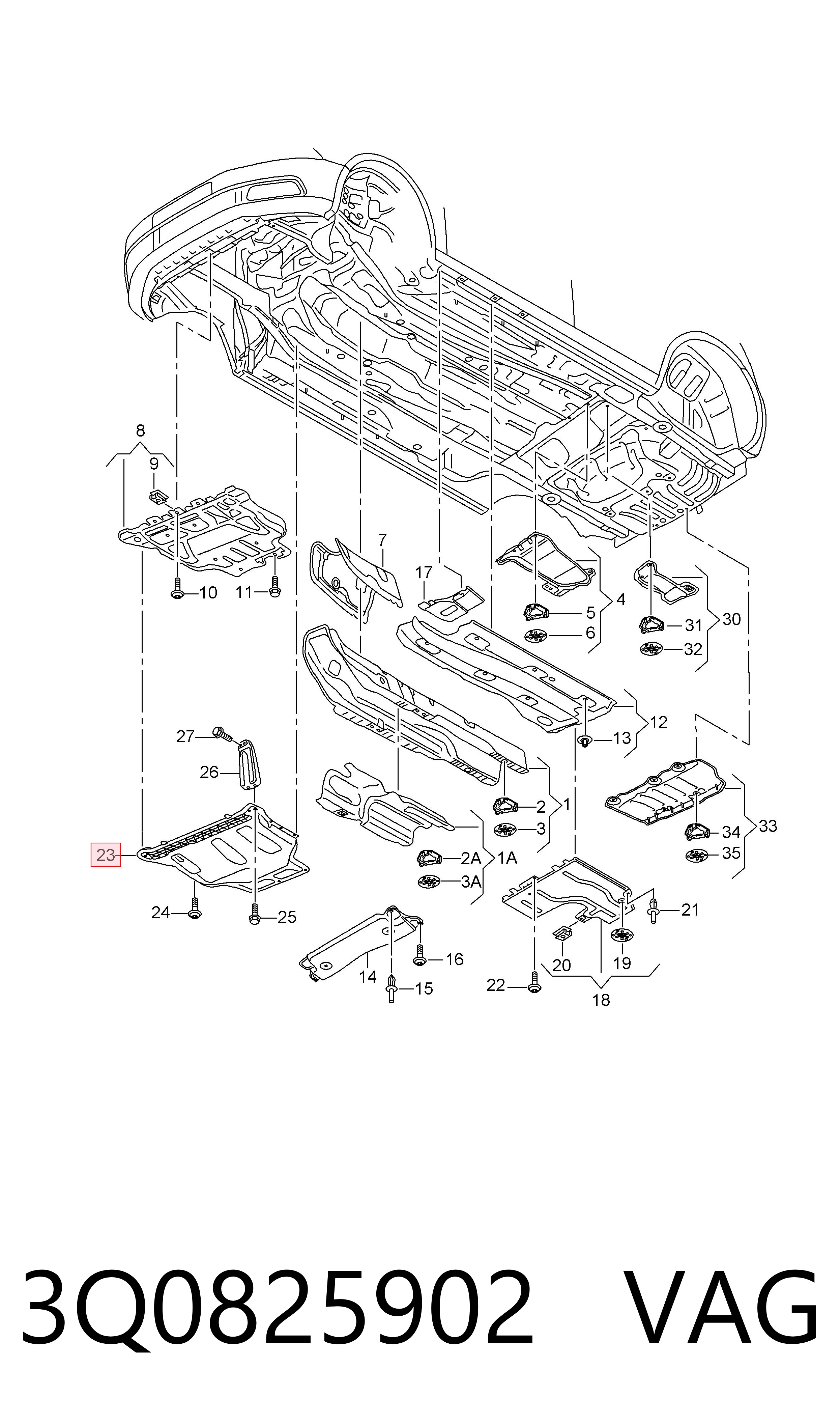 3Q0825902 VAG Proteção de motor, de panela (da seção de motor)