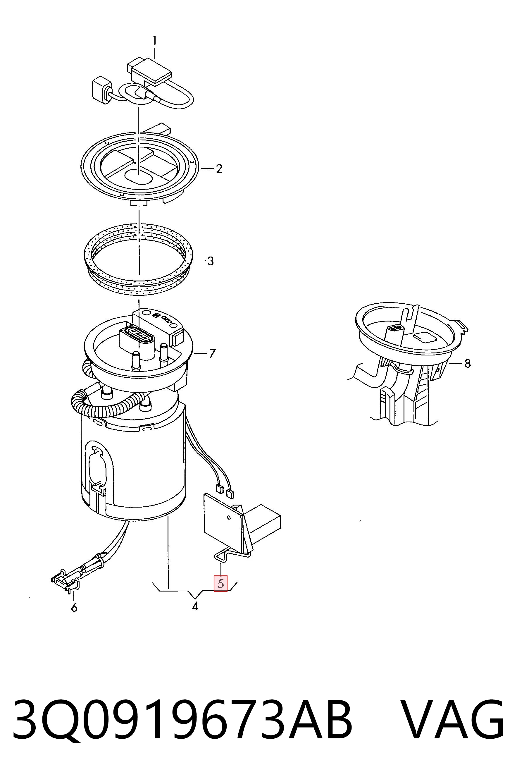 3Q0919673AB VAG Sensor do nível de combustível no tanque