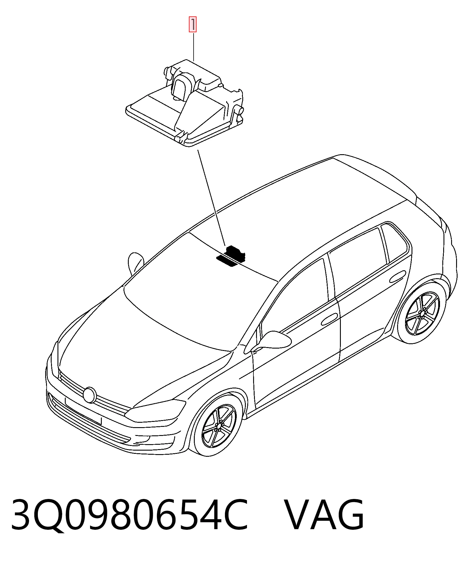3Q0980654C VAG Câmara do sistema para asseguramento de visibilidade