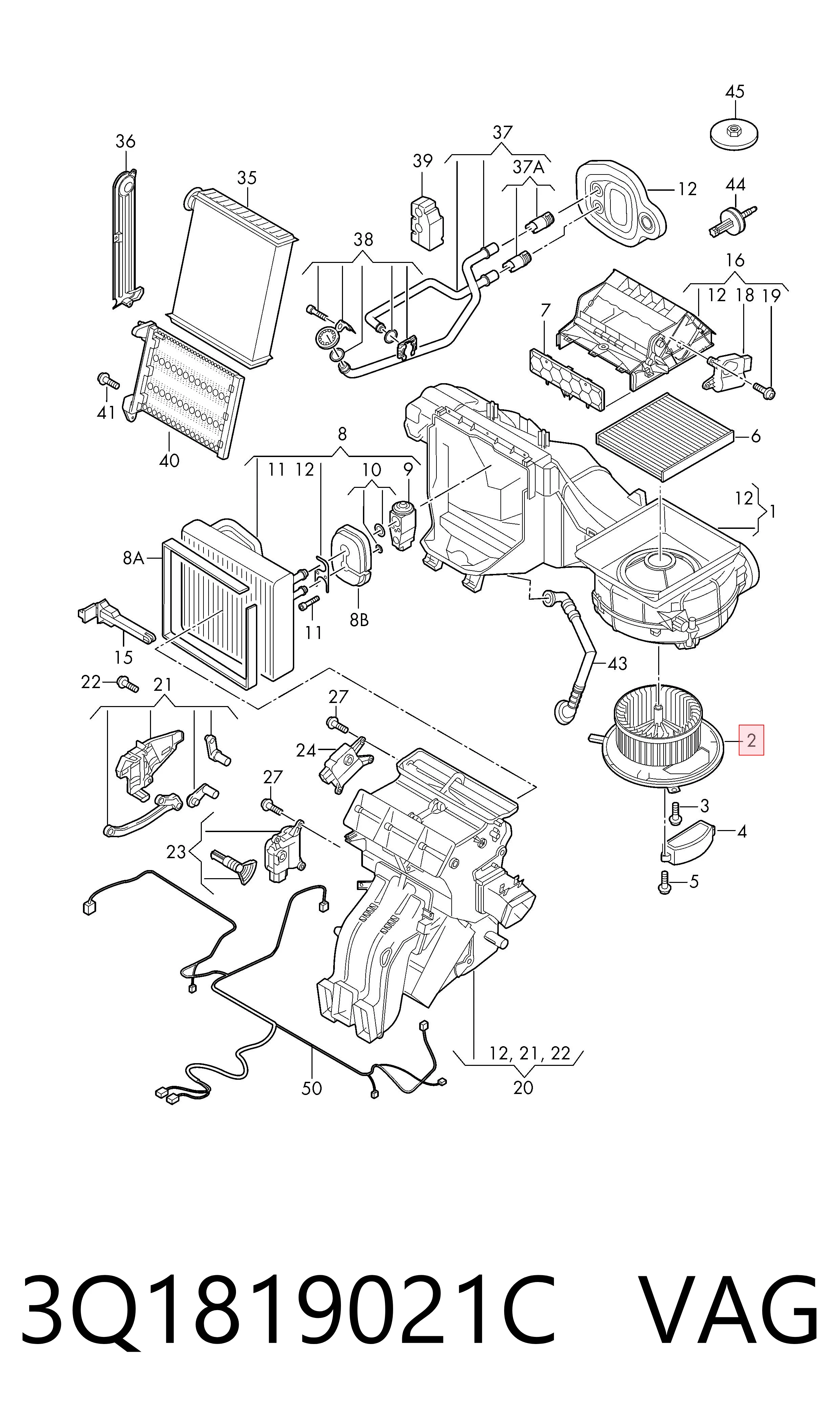 3Q1819021C VAG Motor de ventilador de forno (de aquecedor de salão)