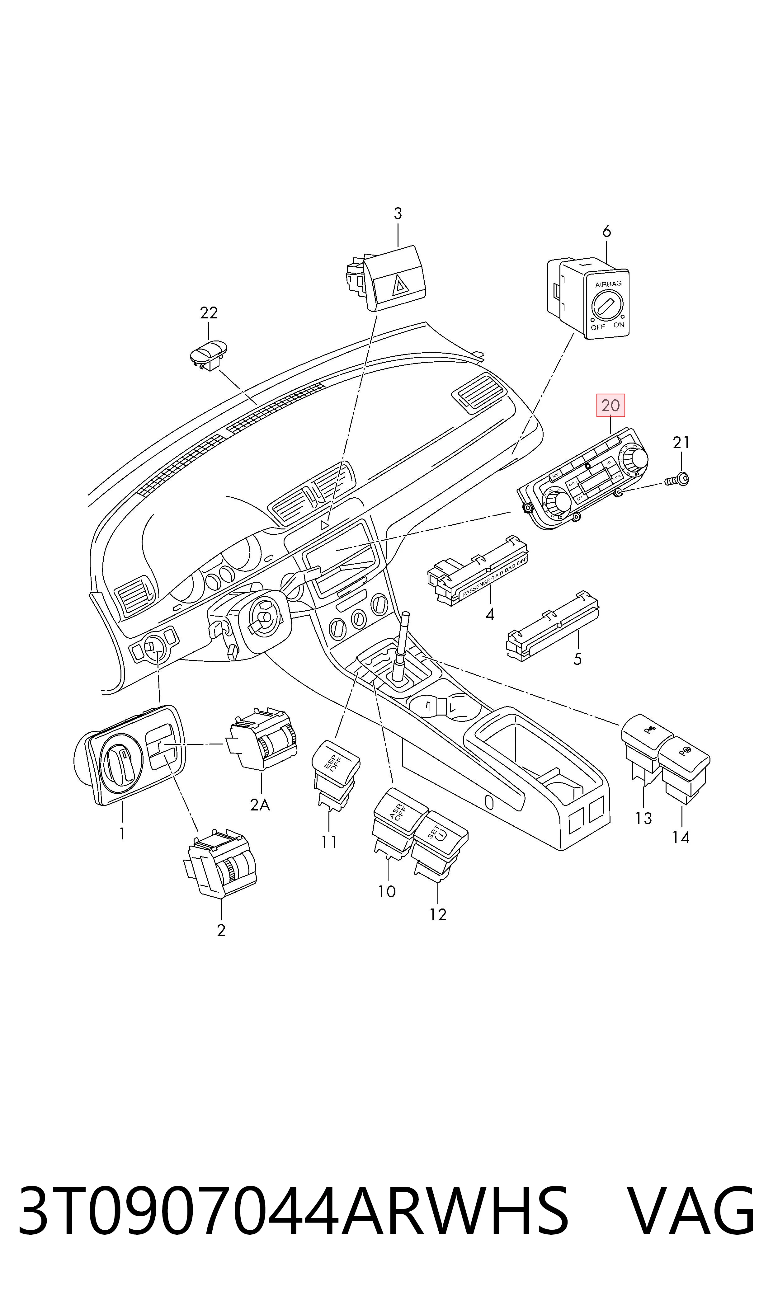 Unidade de controlo dos modos de aquecimento/condicionamento Skoda Octavia II A5 1Z3