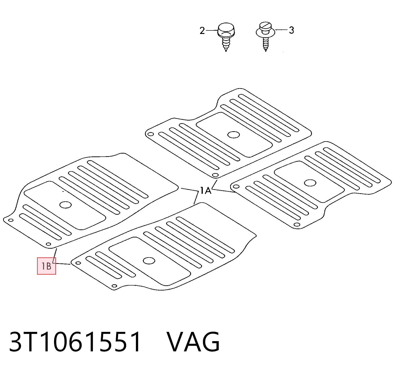 3T1061551 VAG Tapetes dianteiros + traseiros, kit