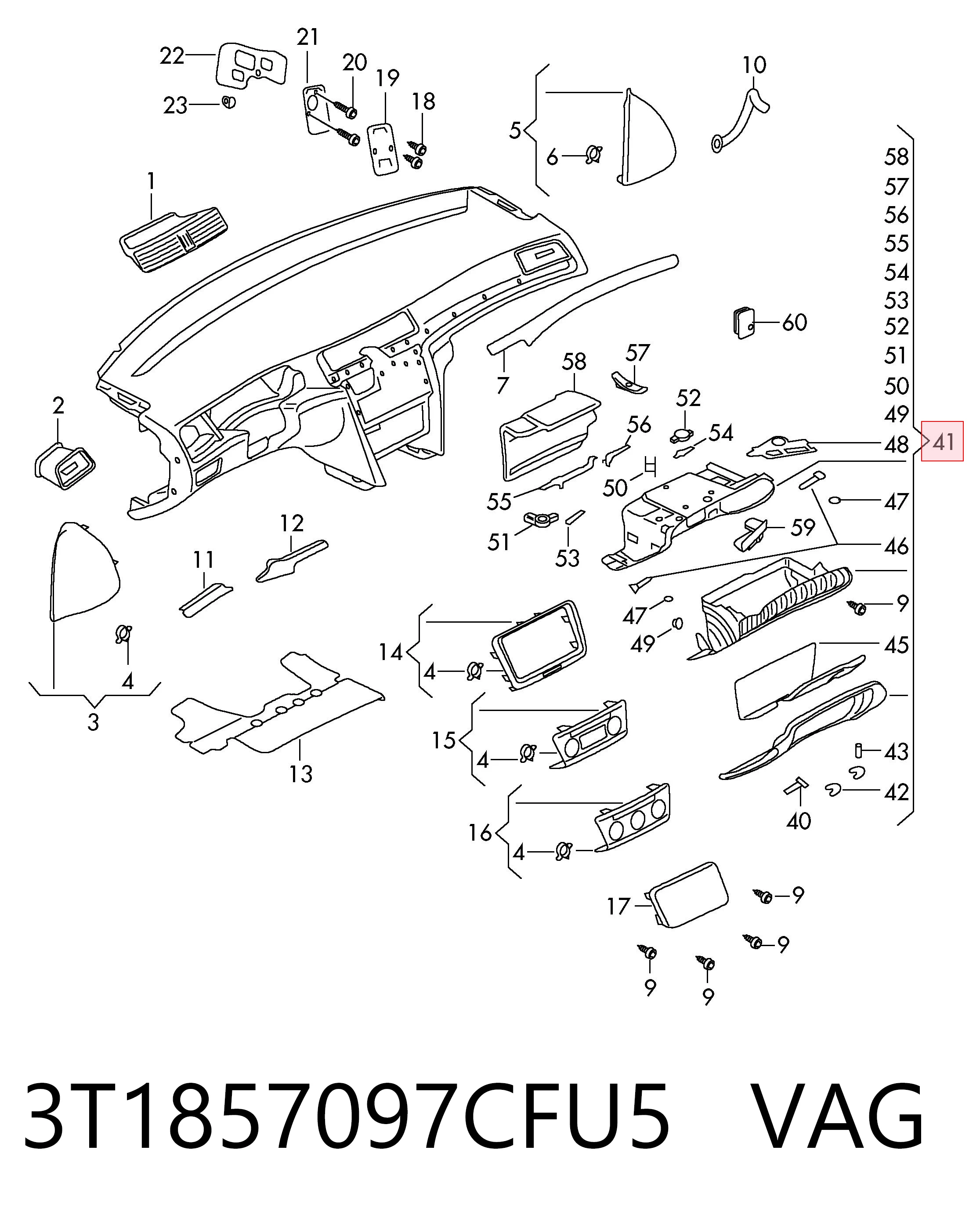 Caixa para porta-luvas (porta-luvas) Skoda SuperB II 3T4 ao melhor preço