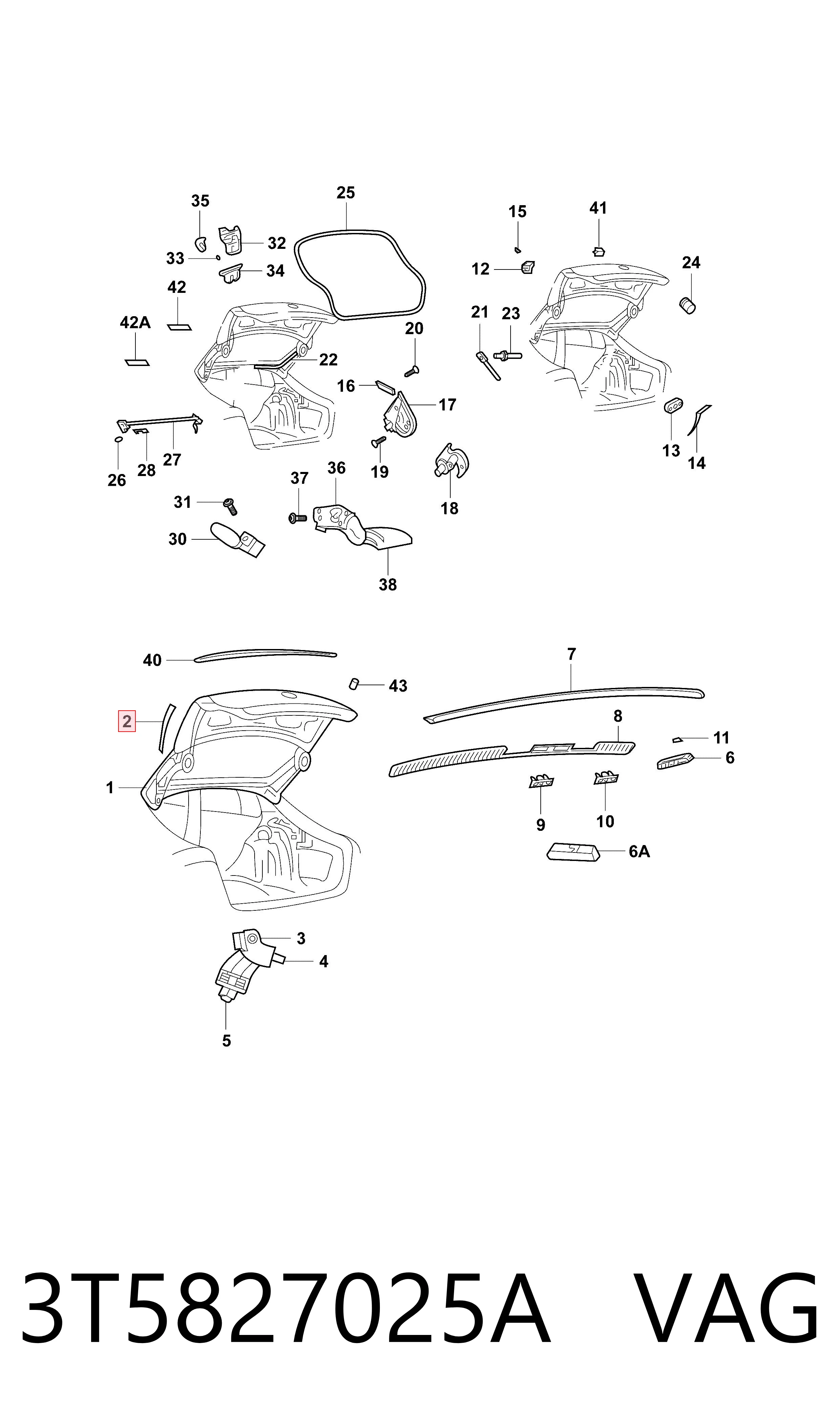 Tampa de porta-malas para Skoda SuperB II 3T4