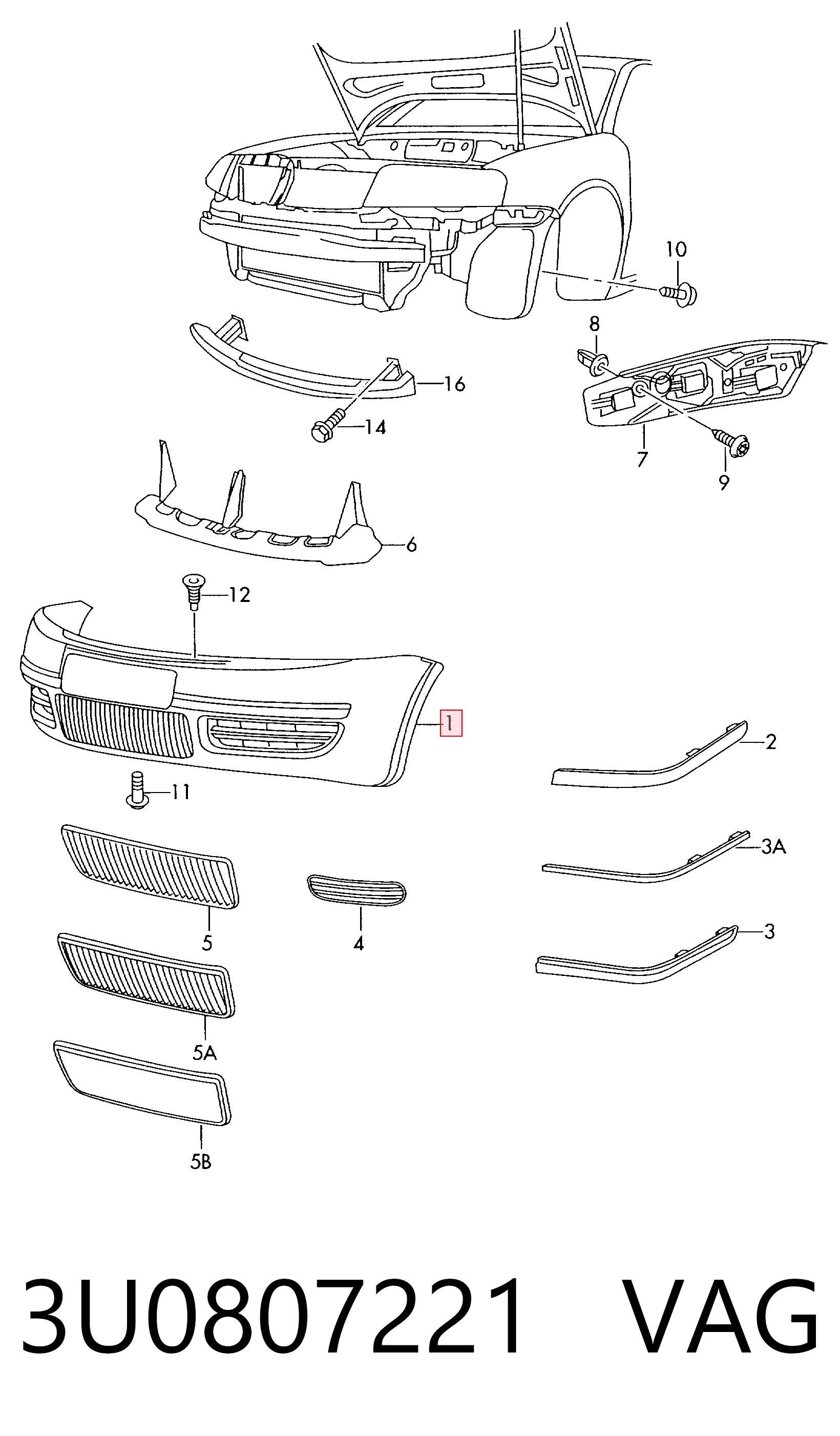 Pára-choque dianteiro para Skoda SuperB I 3U4