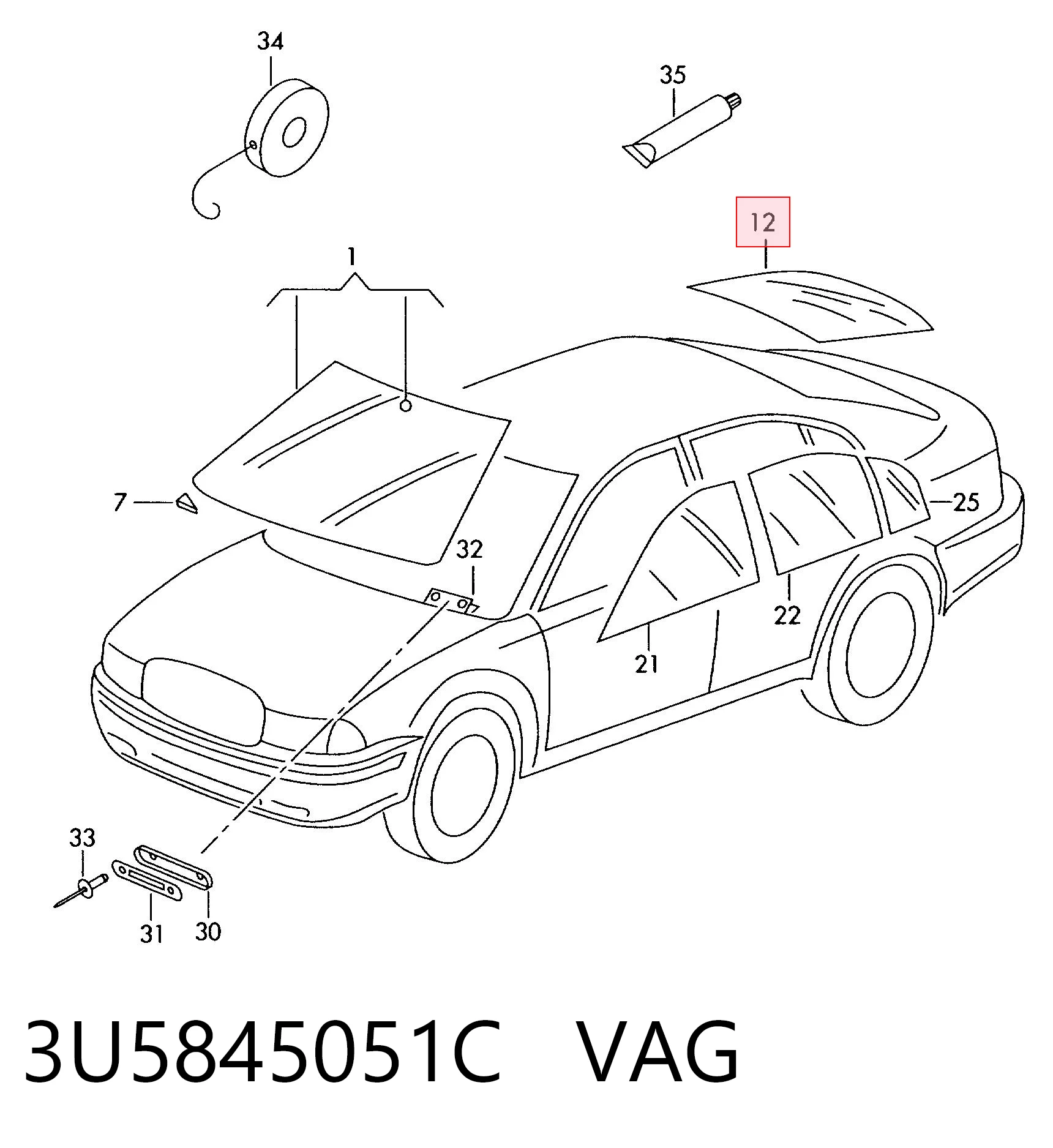  Vidro traseiro Volkswagen Passat B5 sedan (3B3) (2000 - 2005) B5