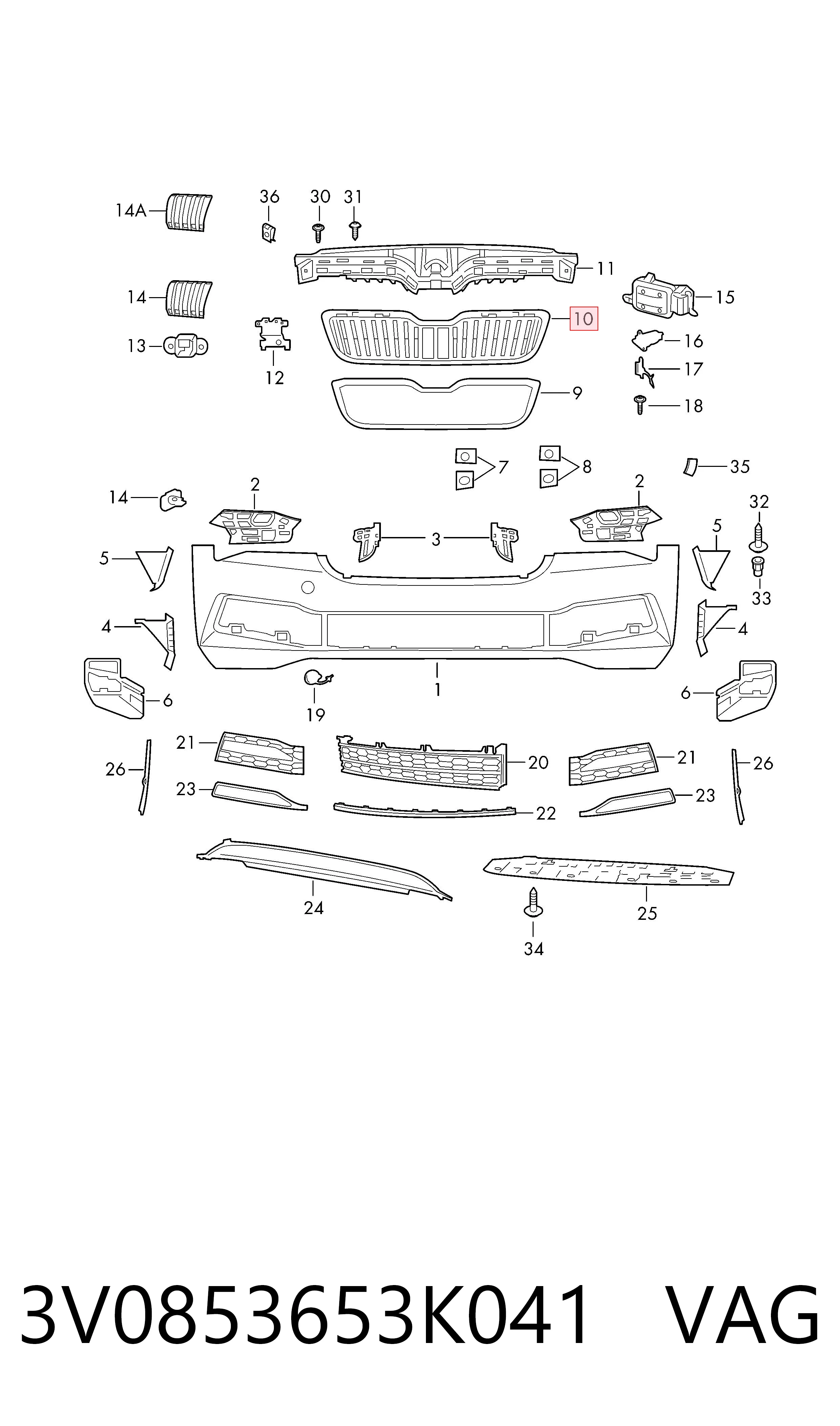 Compre Grelha do radiador Skoda SuperB 3
