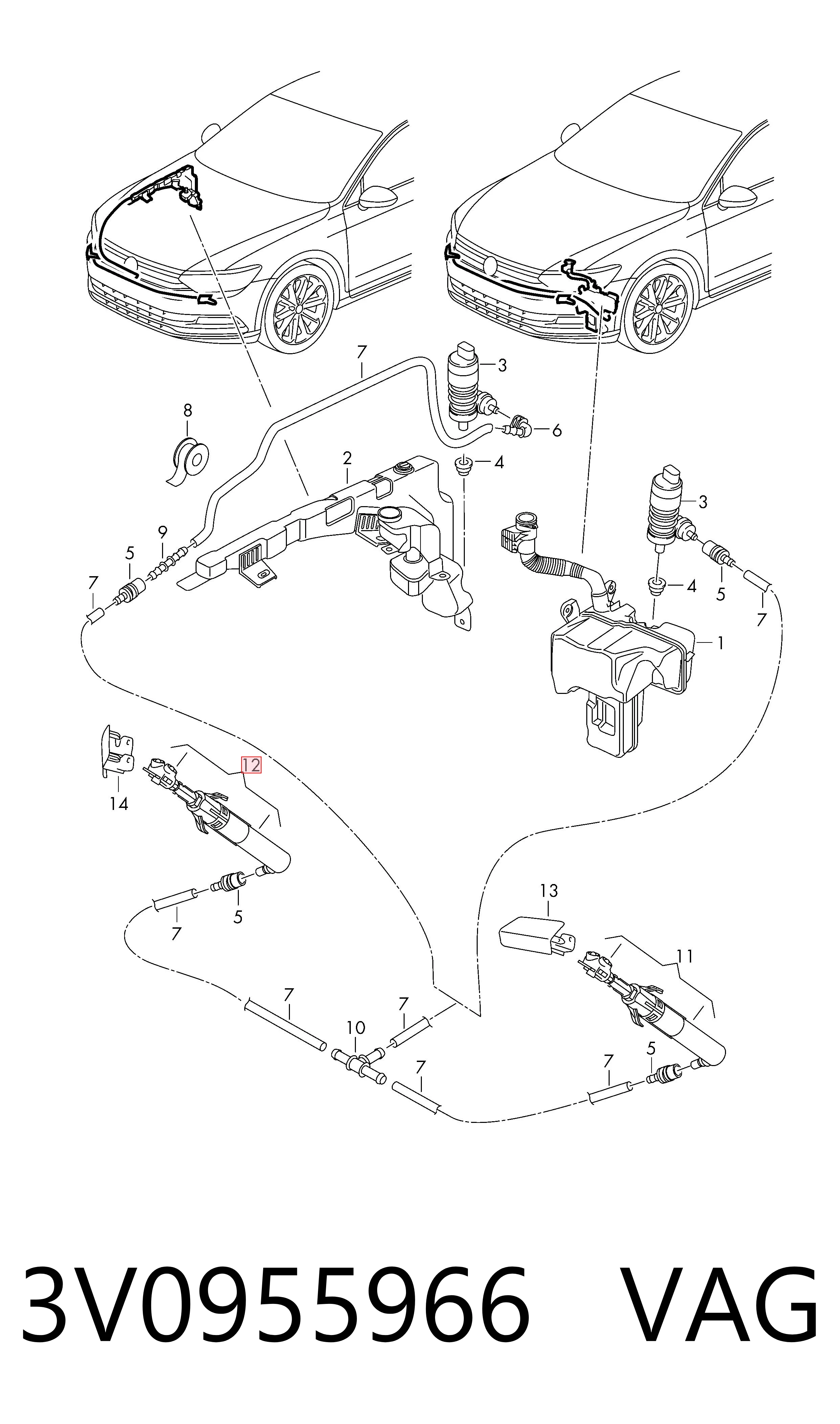 3V0955966 VAG Suporte do injetor de fluido para lavador das luzes (cilindro de elevação)