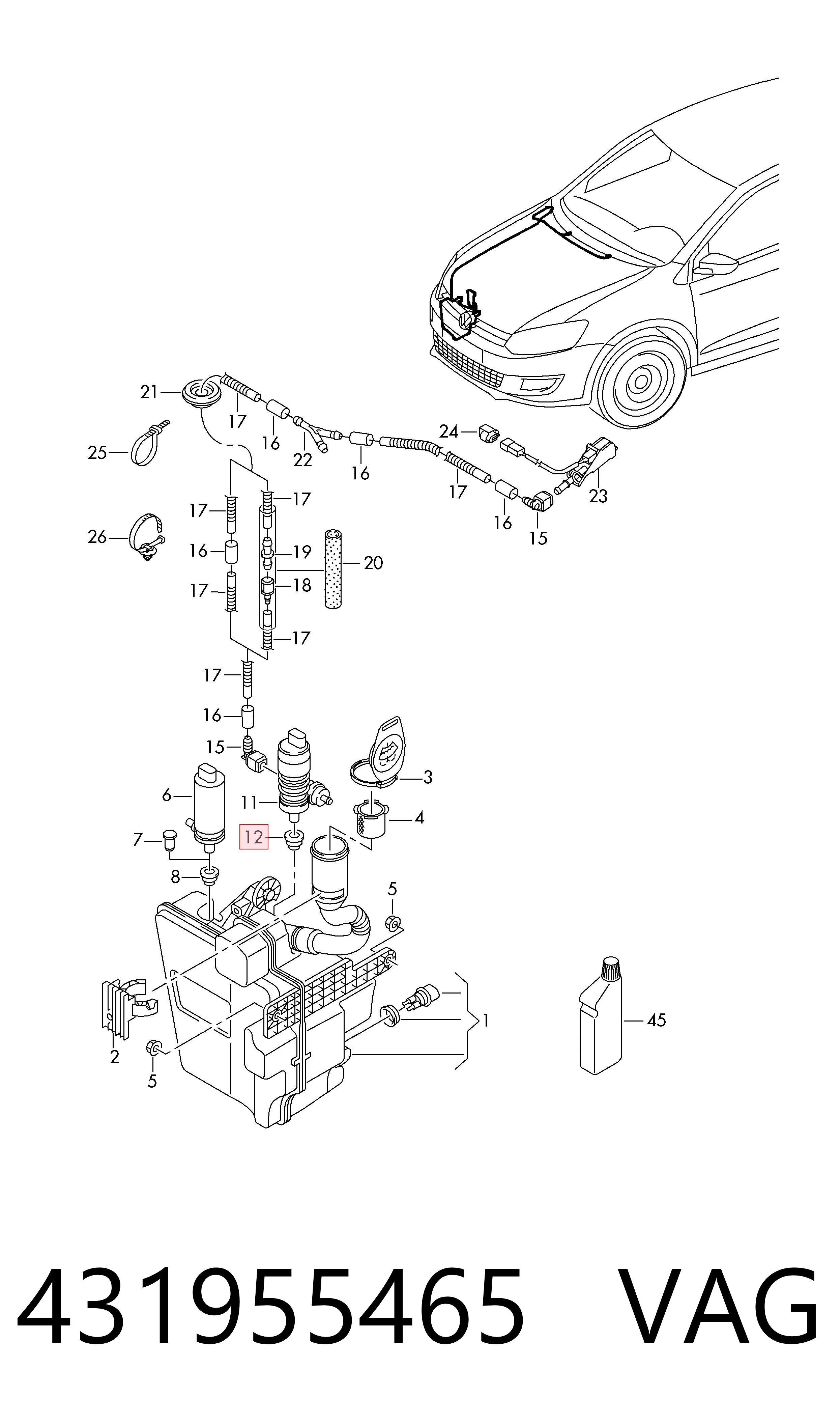 Vedante anular de bomba de fluido para lavador 431955465 Bentley