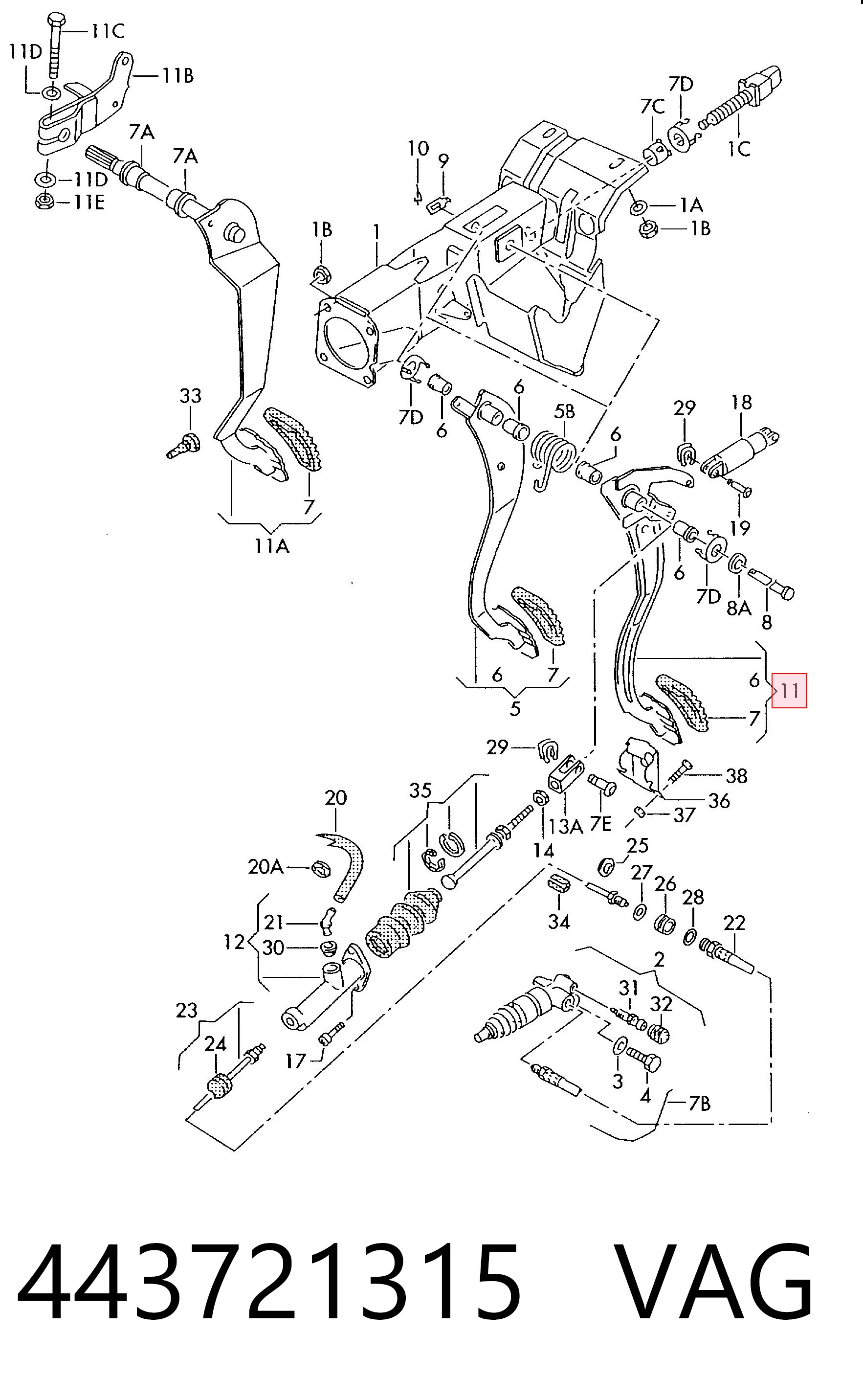 Pedal de embraiagem Audi 100  44, 44Q ao melhor preço