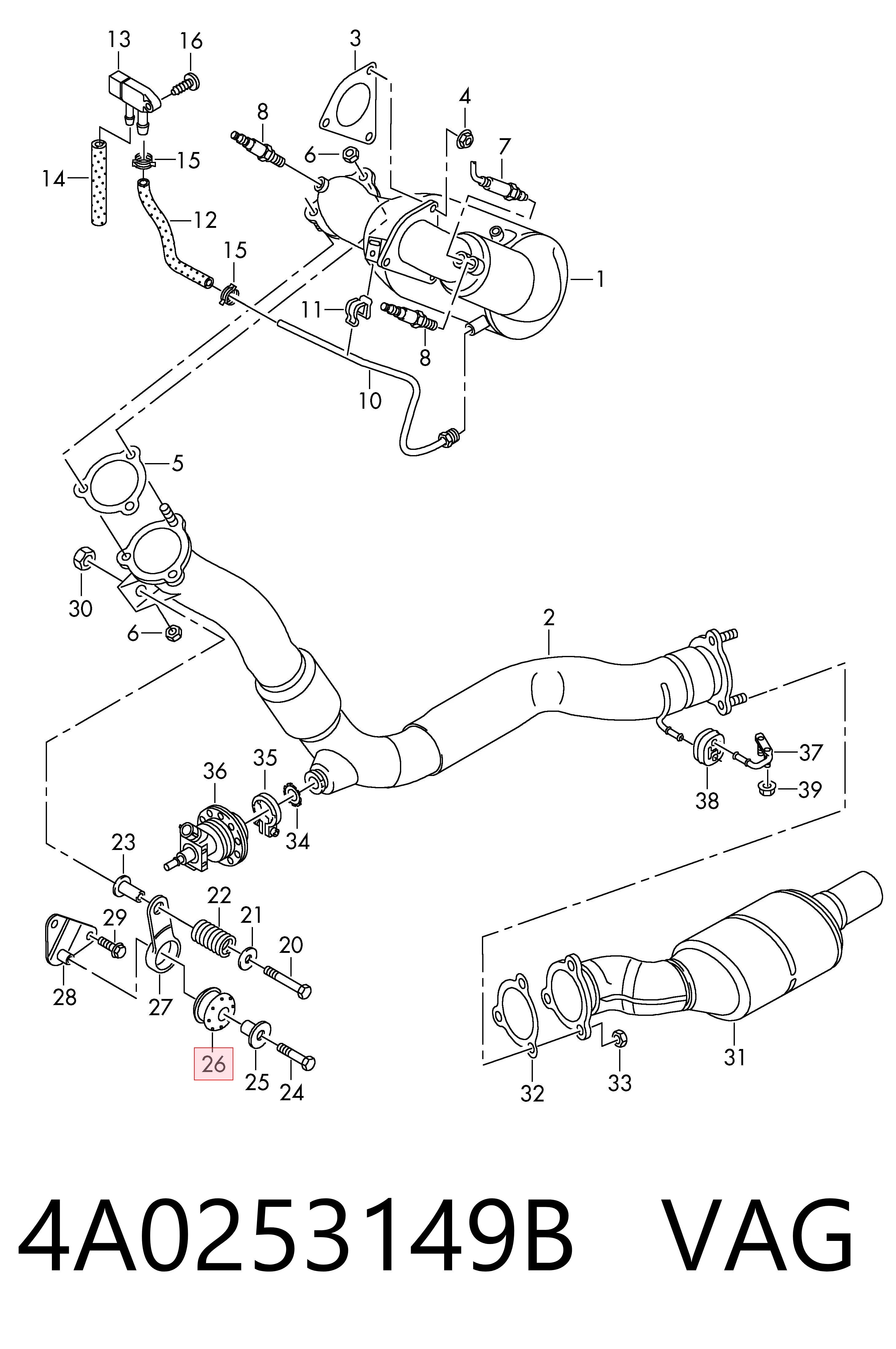 4A0253149B VAG Coxim de fixação do silenciador