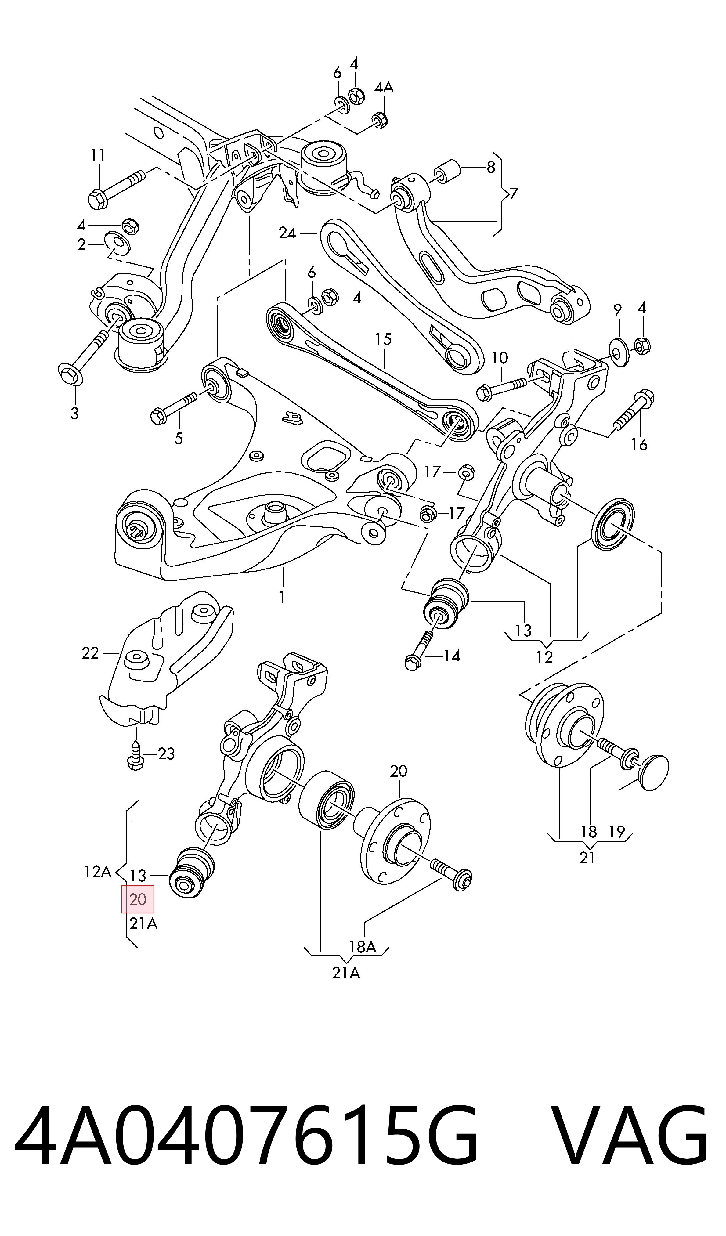 4A0407615G VAG Cubo dianteiro