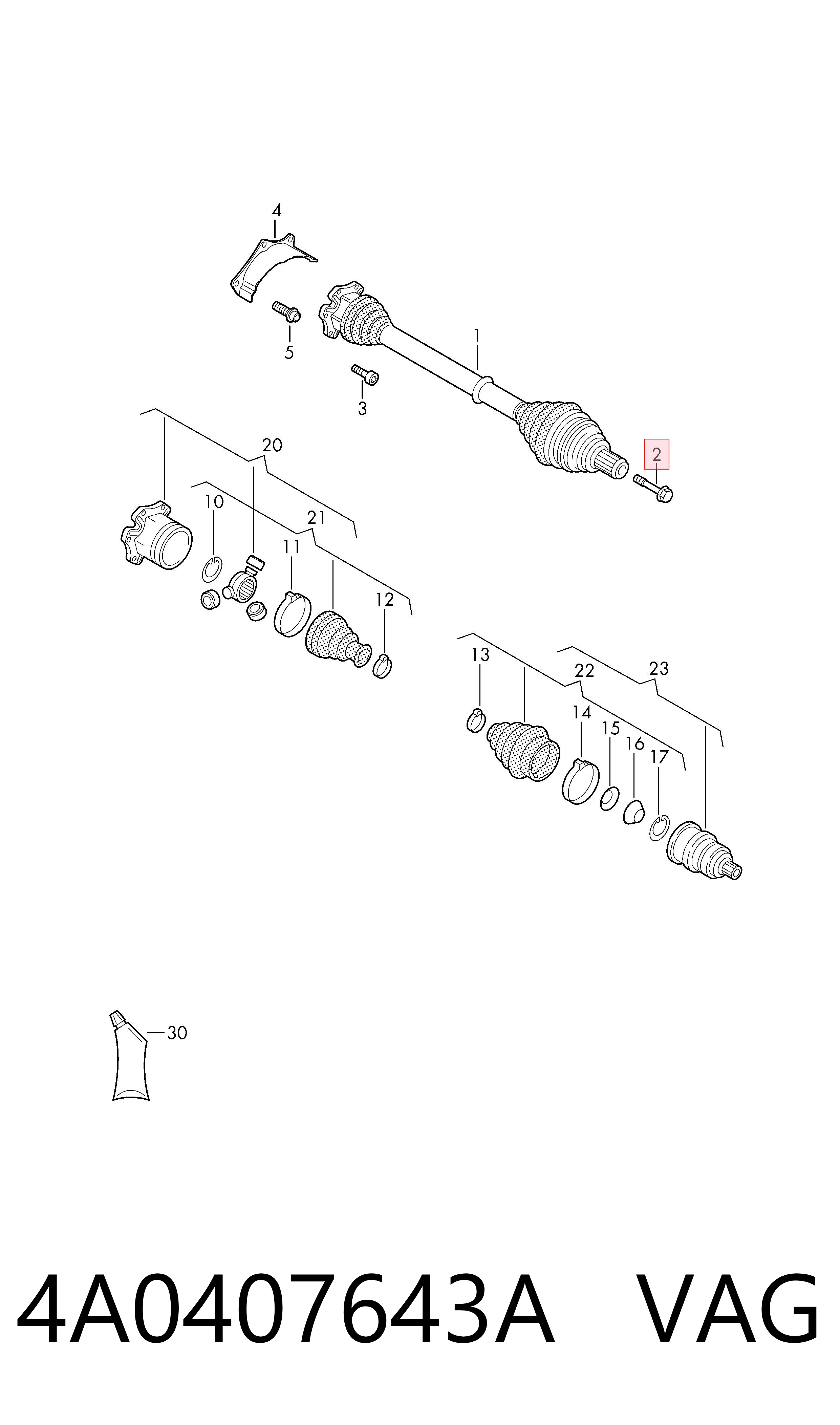 4A0407643A VAG Parafuso de cubo