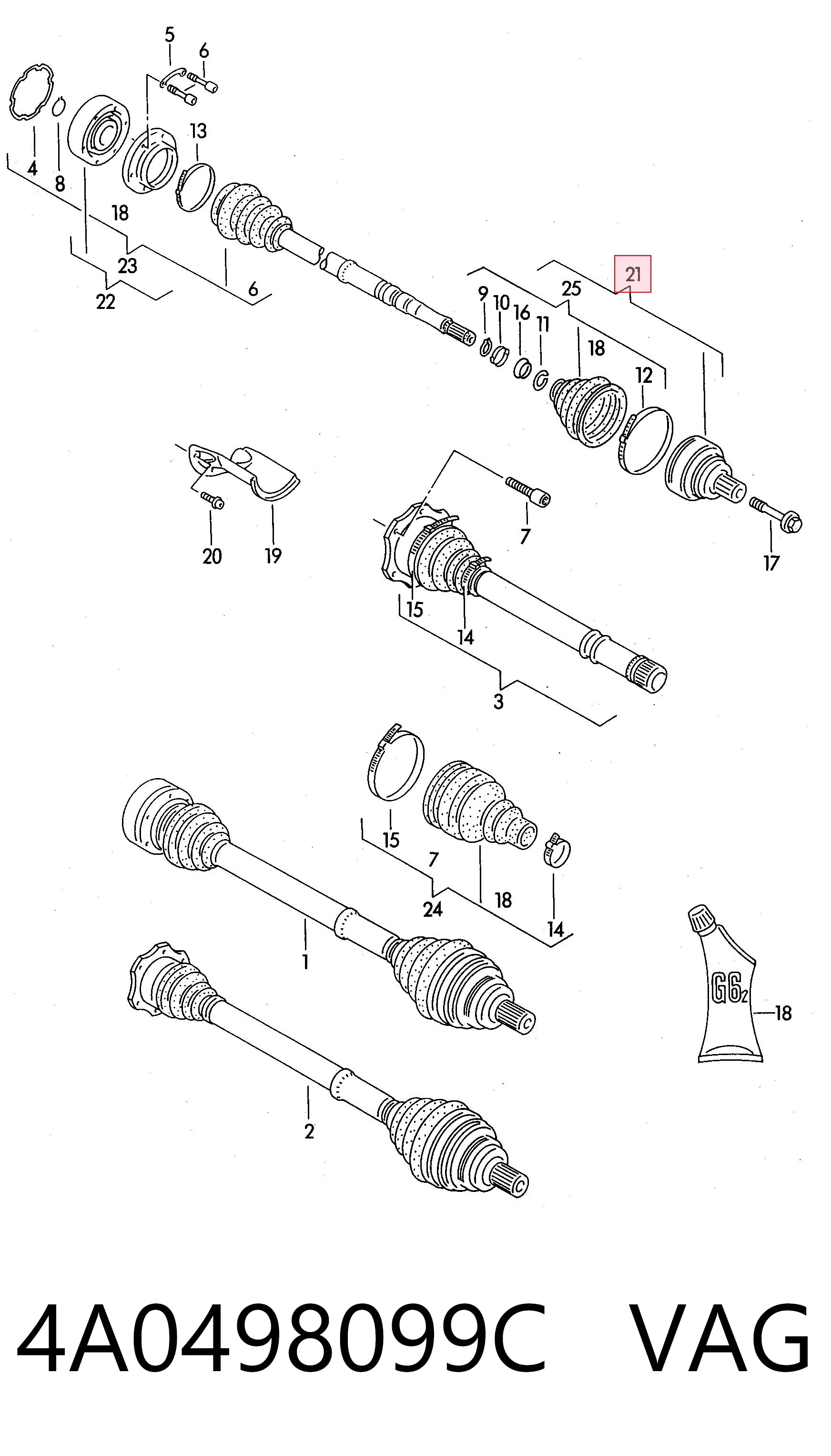  para Audi 100  (4A2)
