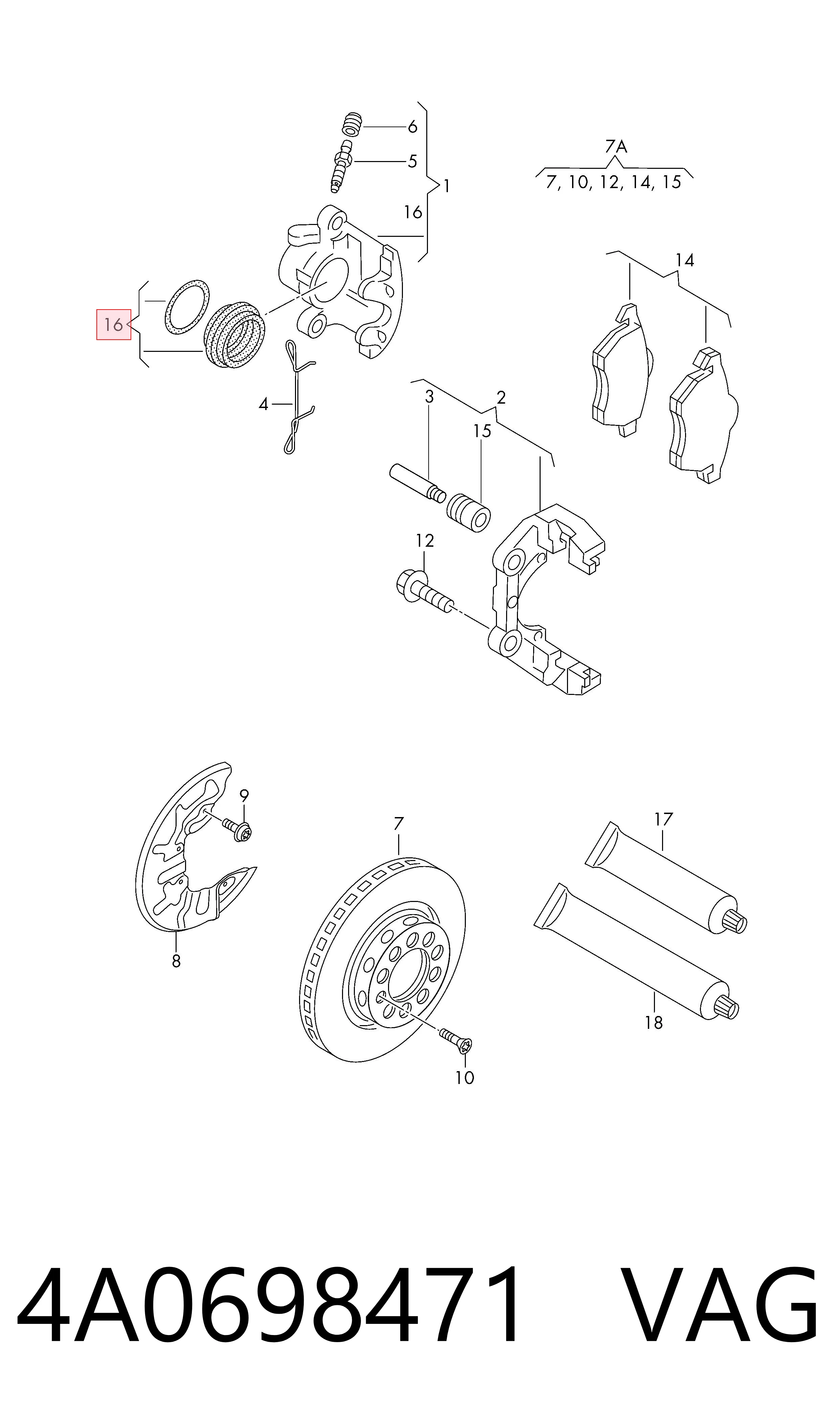 Kit de reparação de suporte do freio dianteiro VAG 4A0698471 preço, a partir de 13,32 USD