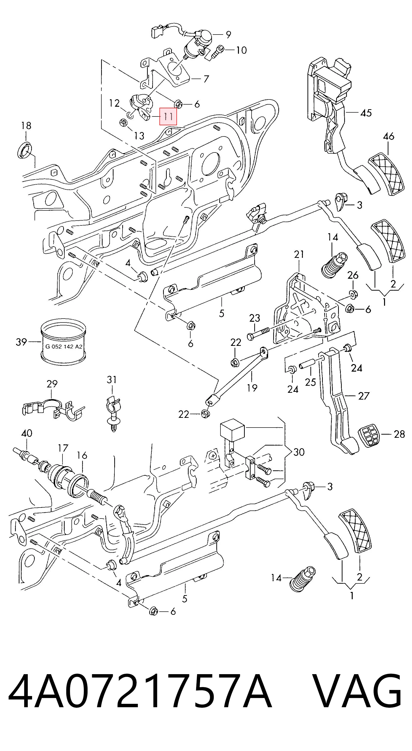 4A0721757A VAG Cabo/pedal de gás (de acelerador)