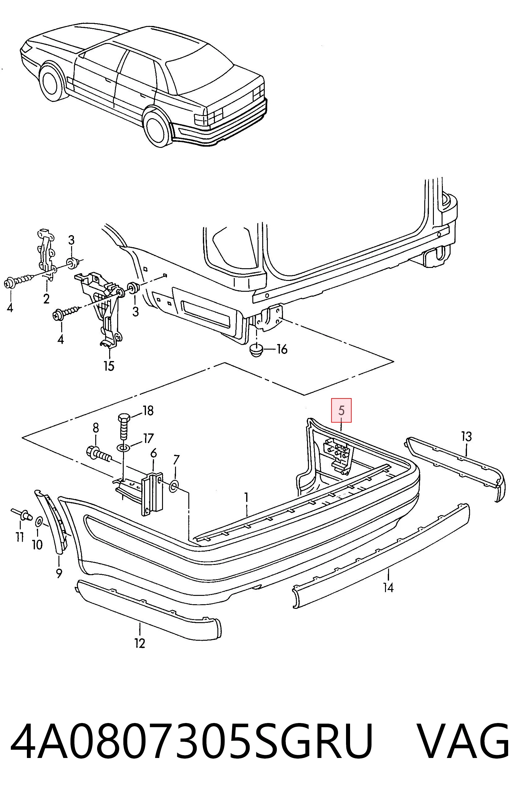 Pára-choque traseiro para Audi 100 C4 4A2