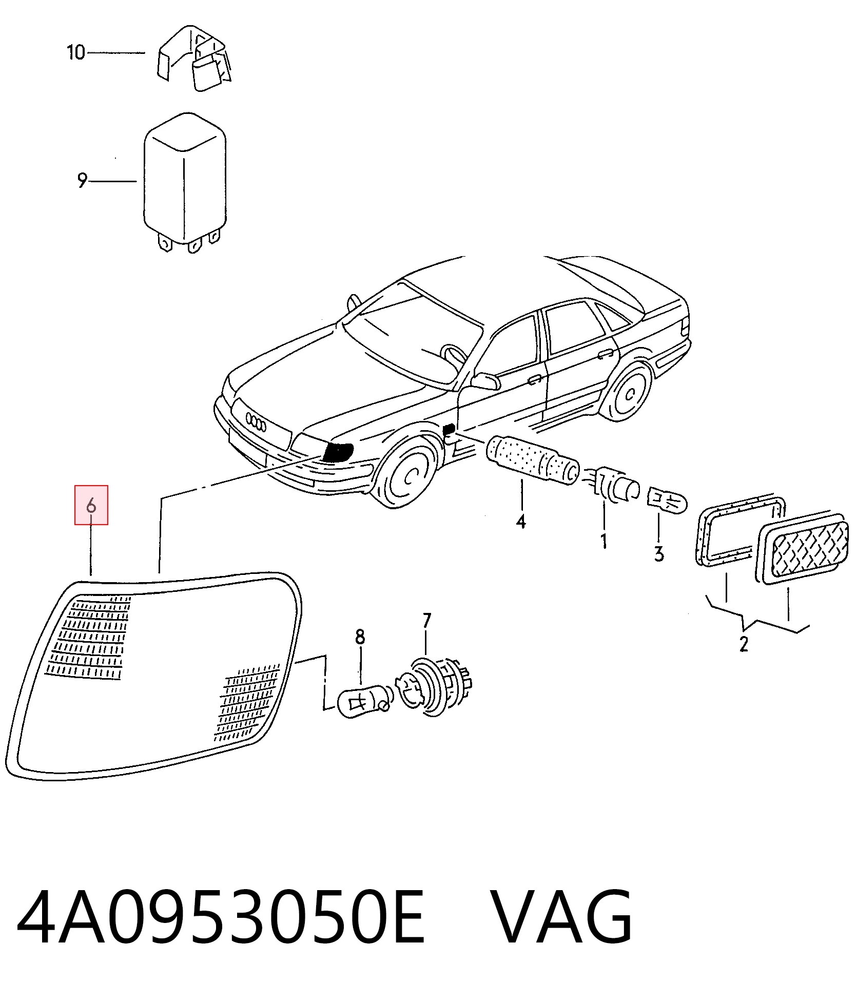 4A0953050E VAG Pisca-pisca direito