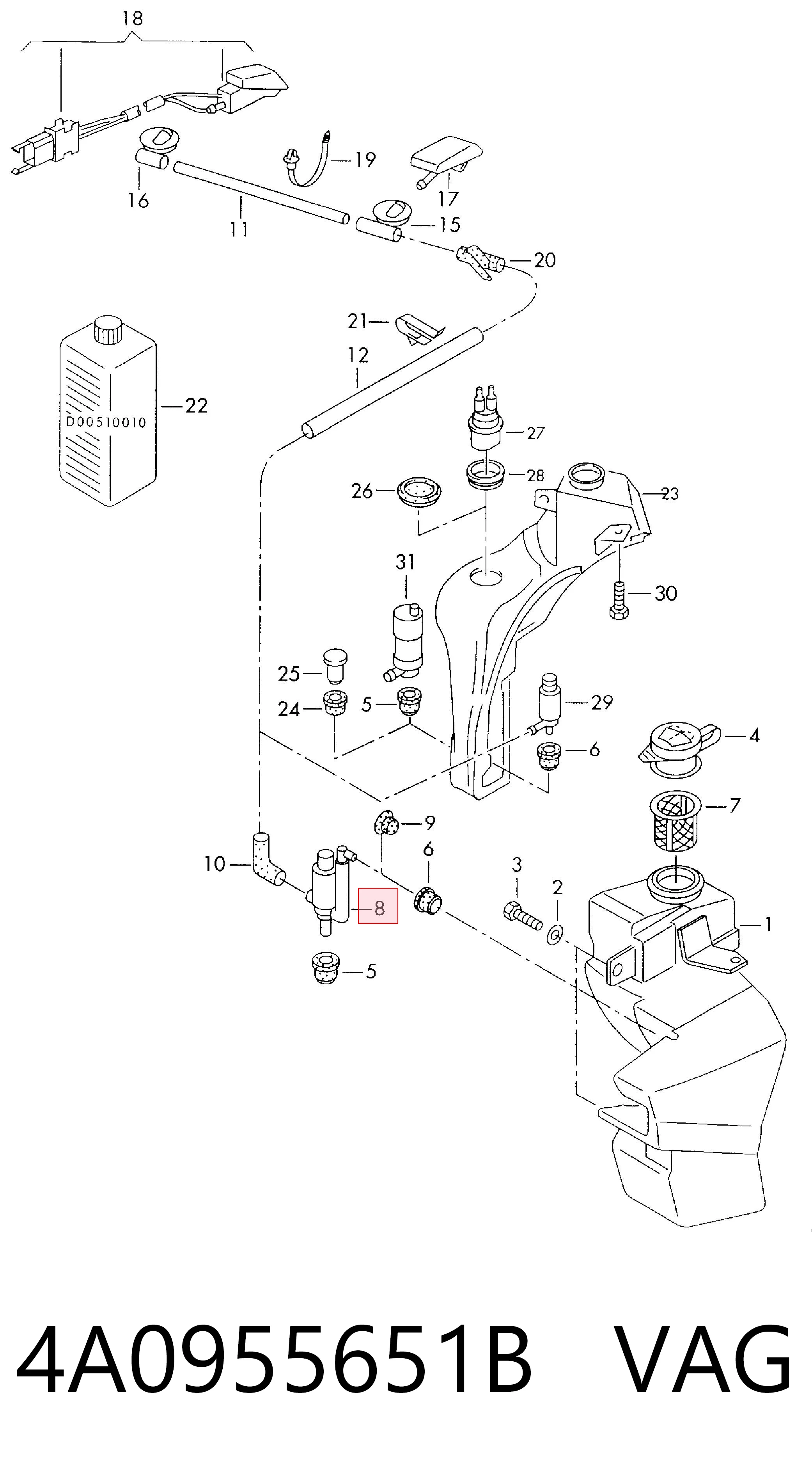 Bomba de motor de fluido para lavador de vidro dianteiro VAG 4A0955651B preço, a partir de 30,50 USD