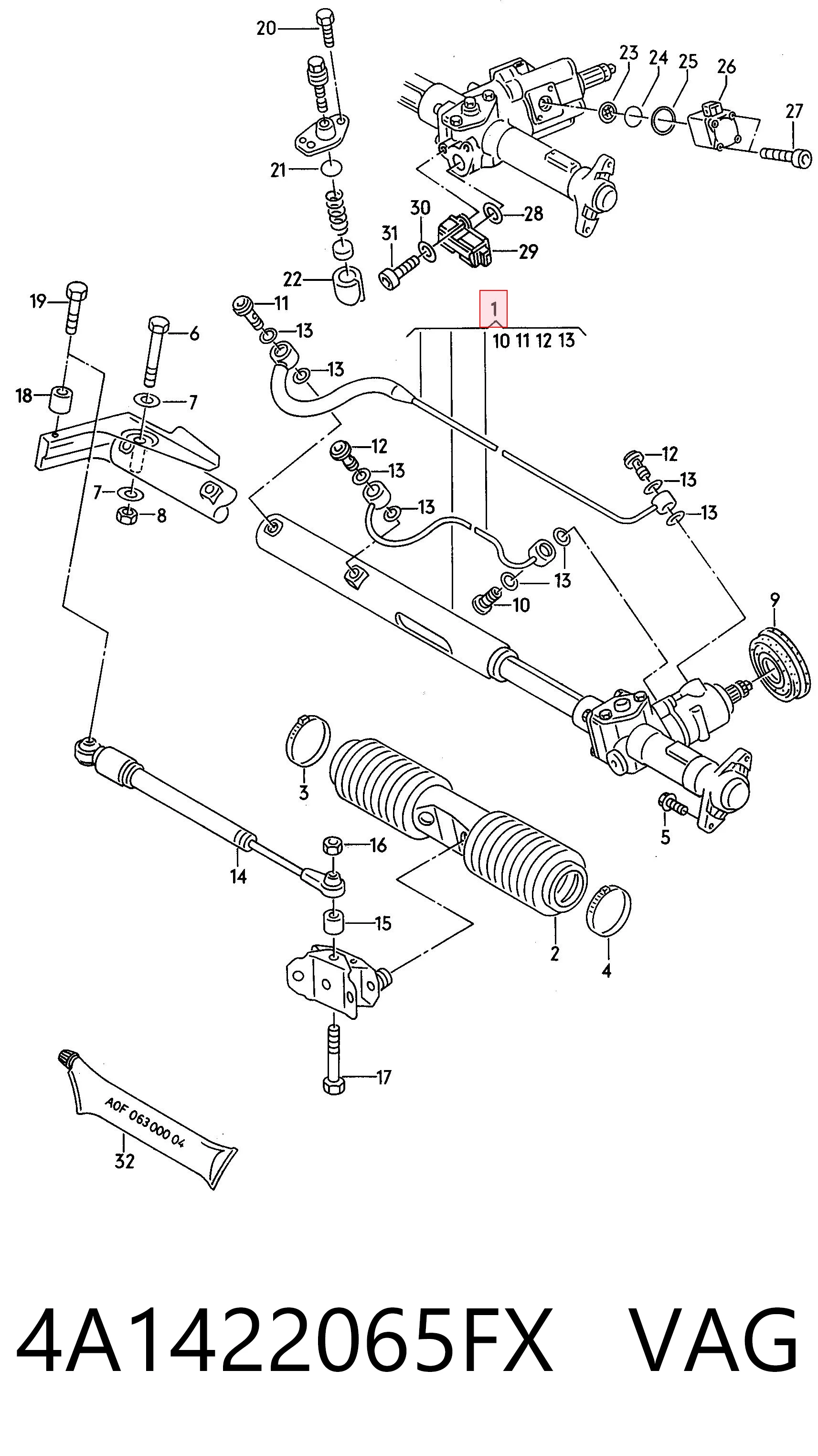 Cremalheira da direção Audi 100  4A2 ao melhor preço