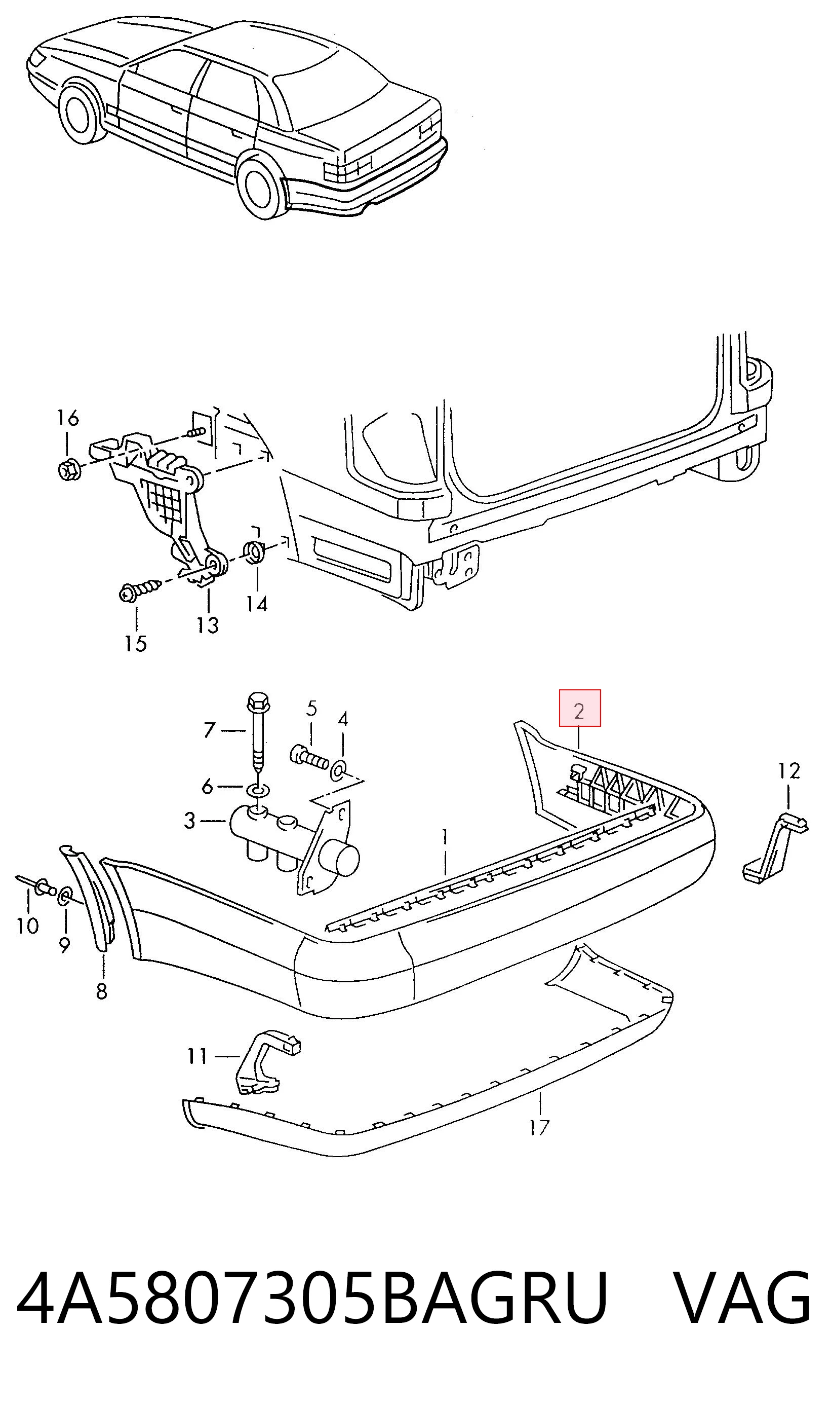 Pára-choque traseiro para Audi A6 C4 4A5