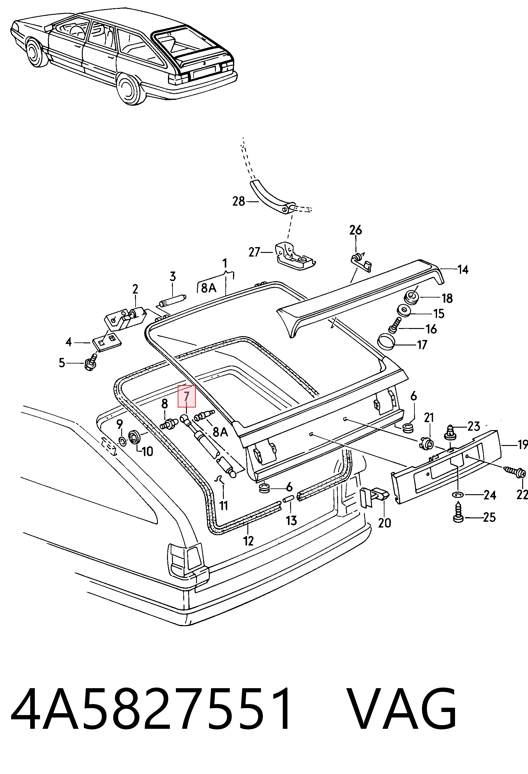 Amortecedor de tampa de porta-malas (de 3ª/5ª porta traseira) Audi 100 preço, a partir de 13,44 USD