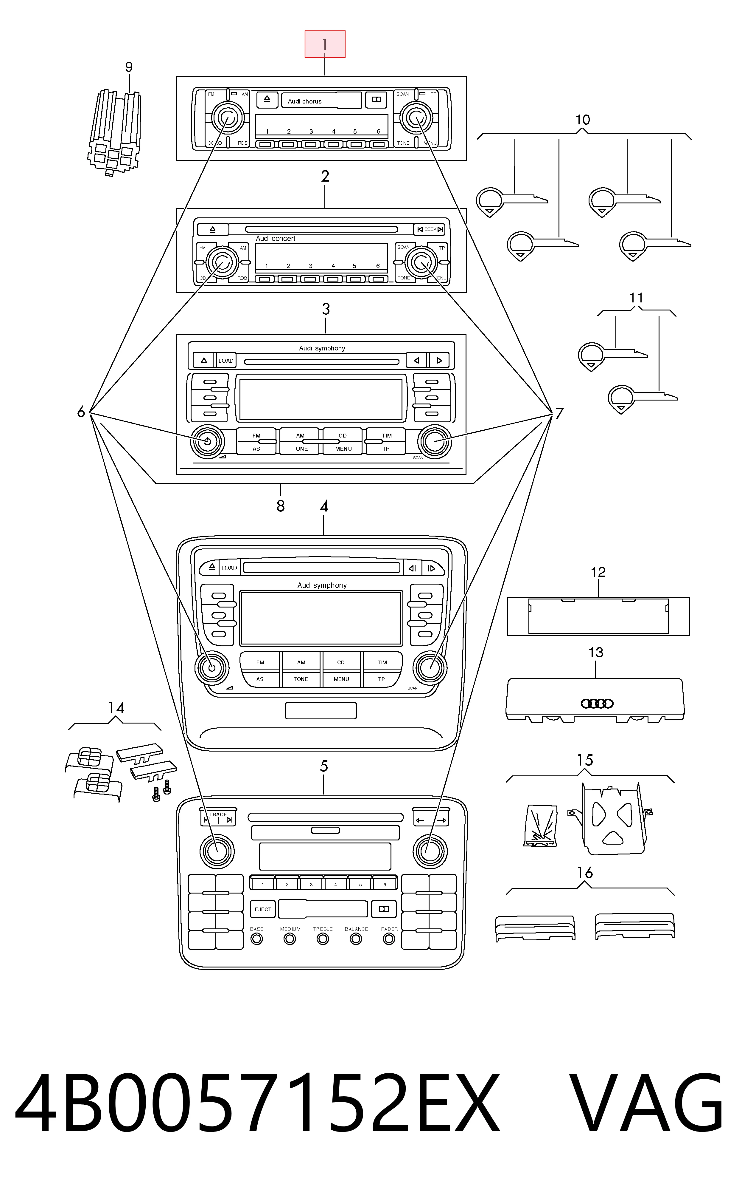Aparelhagem de som (rádio AM/FM) Audi A6  4B2, 4B4 ao melhor preço