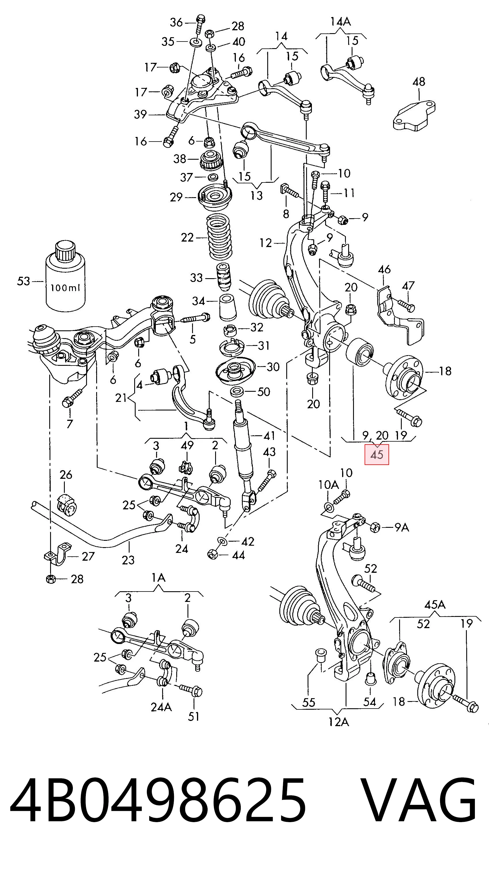 4B0498625 VAG Rolamento de cubo dianteiro
