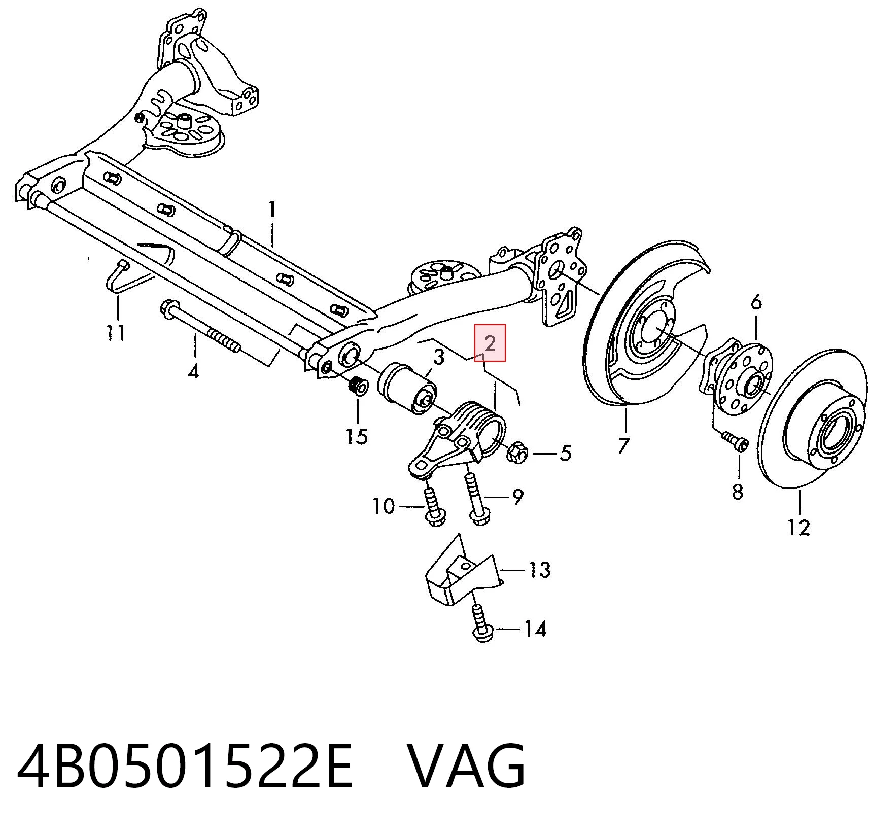 4B0501522E VAG Consola de viga traseira