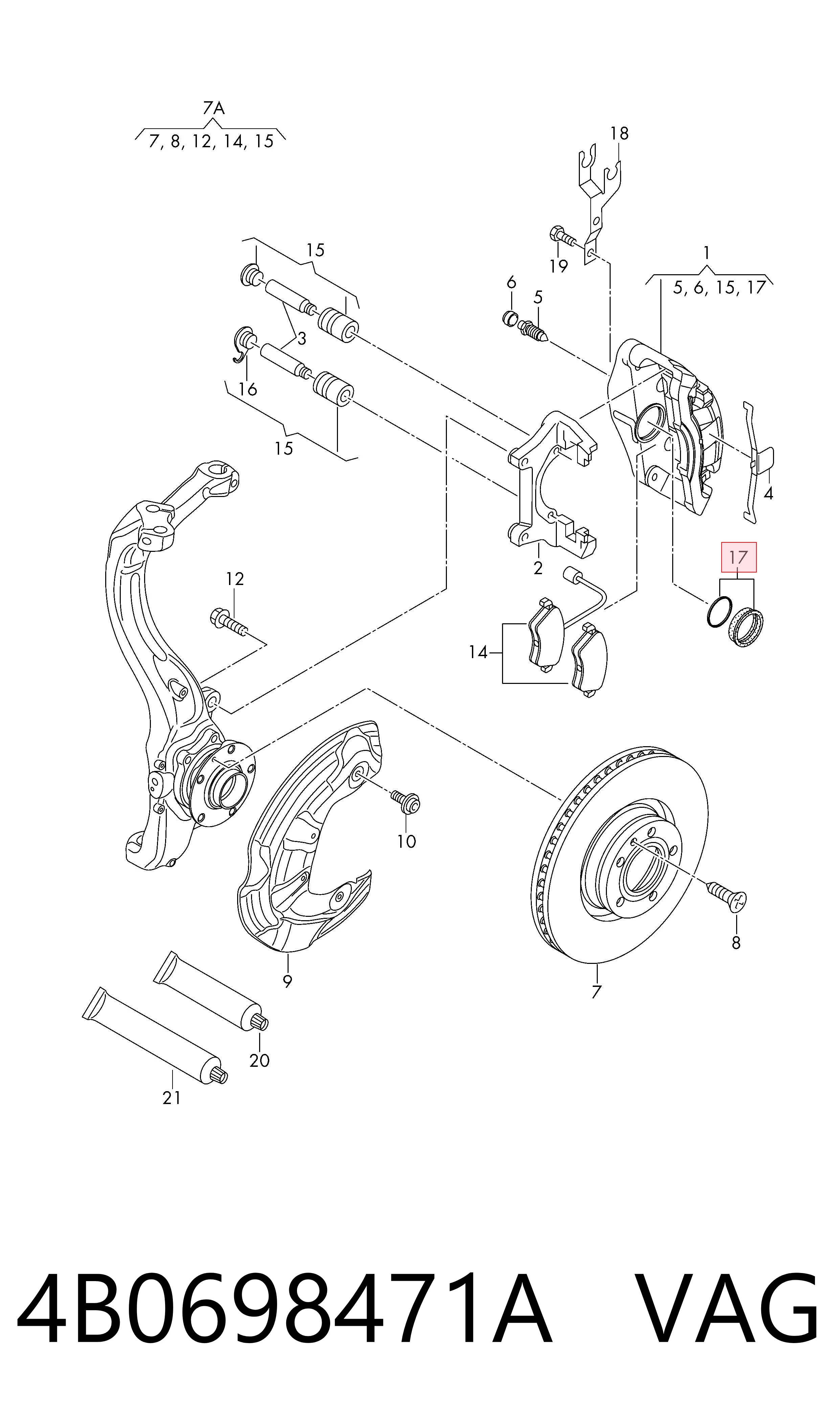 Kit de reparação de suporte do freio dianteiro VAG 4B0698471A preço, a partir de 11,94 USD