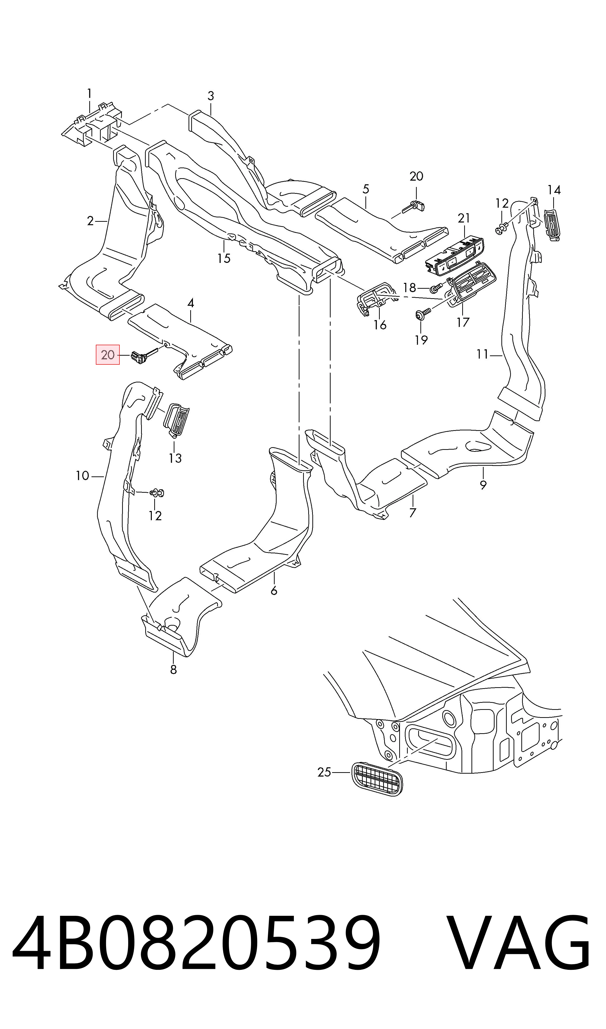 Sensor de temperatura de ar no salão 4B0820539 VAG