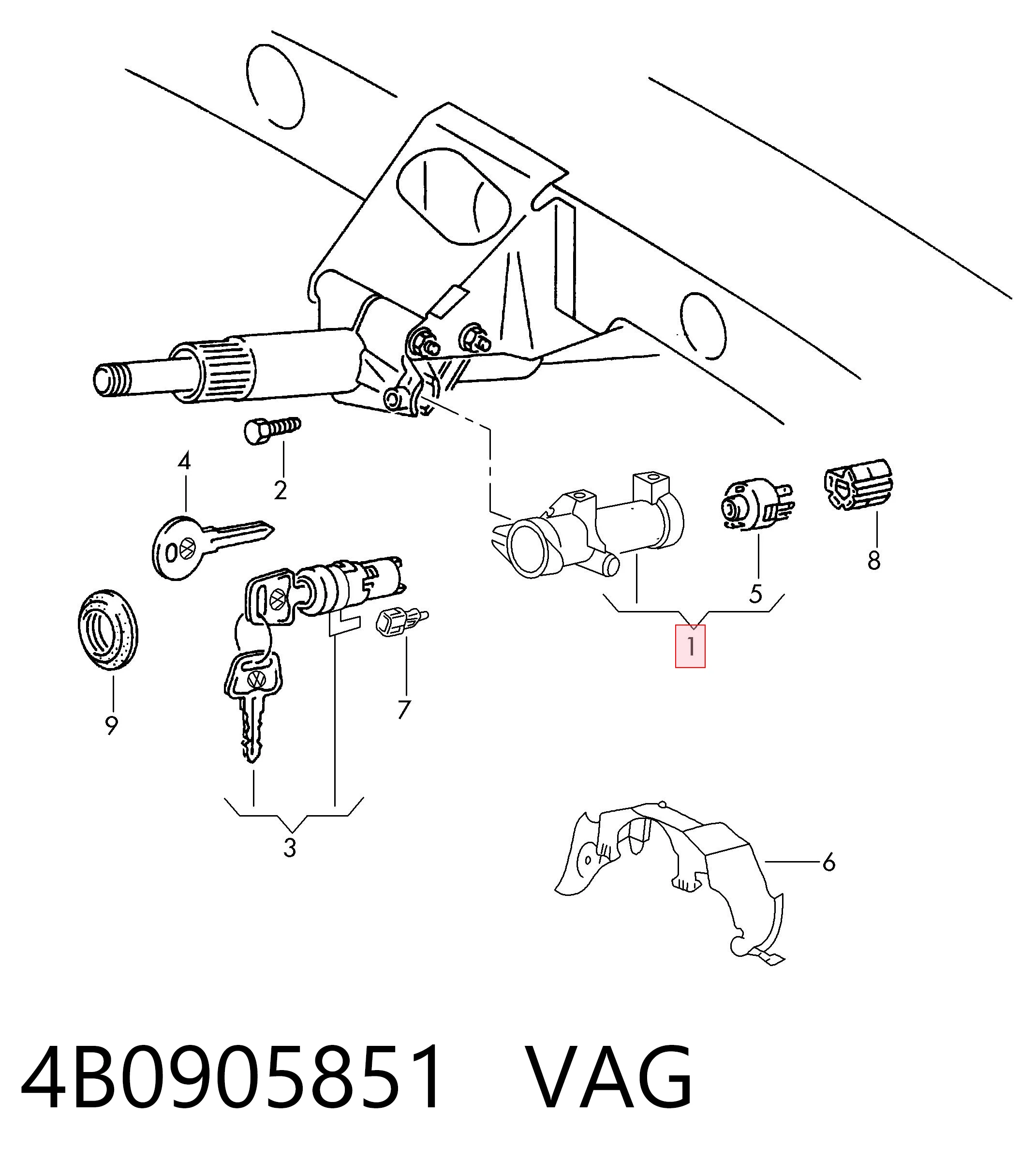 Fecho de ignição para Volkswagen Passat B5 3B2