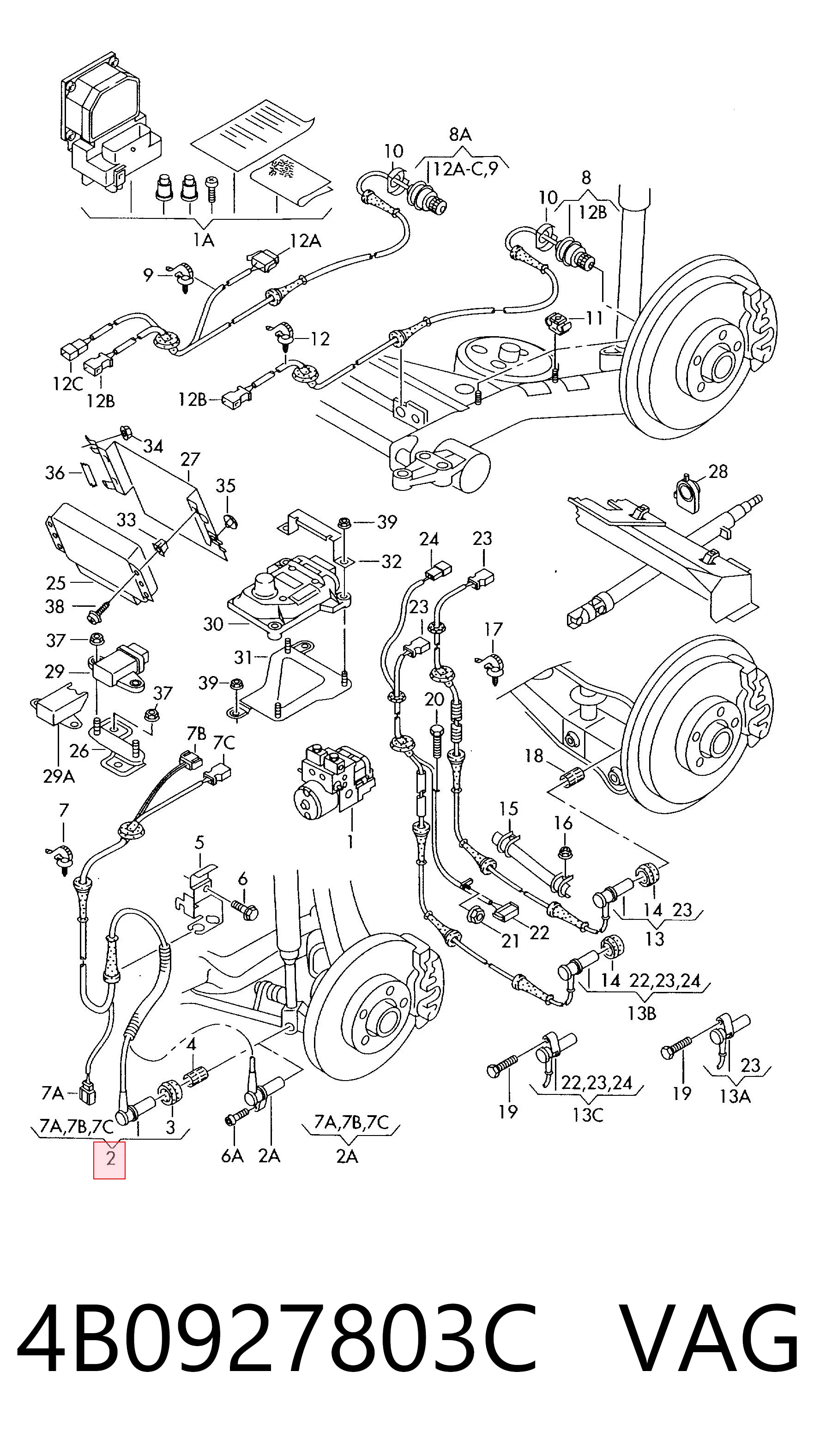 4B0927803C VAG Sensor dianteiro de ABS