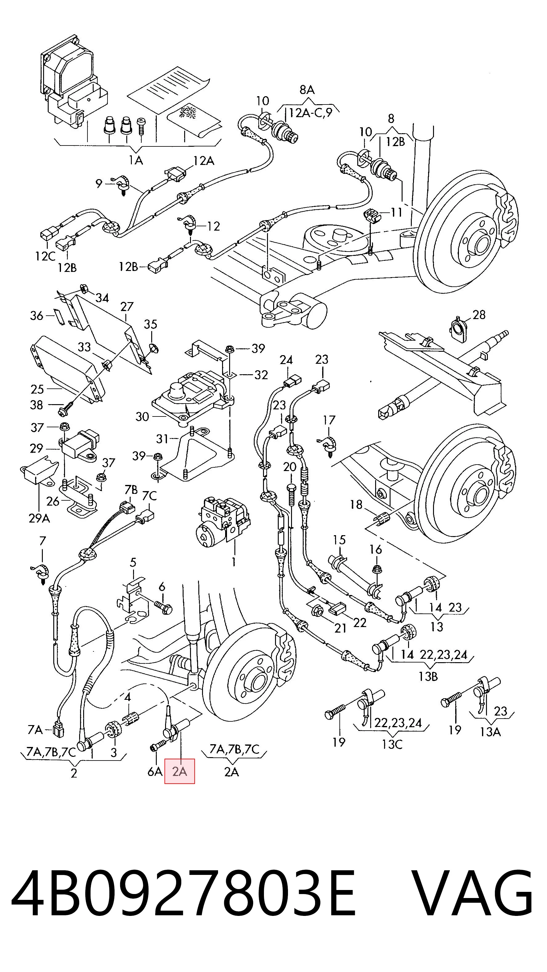 4B0927803E VAG Sensor dianteiro de ABS
