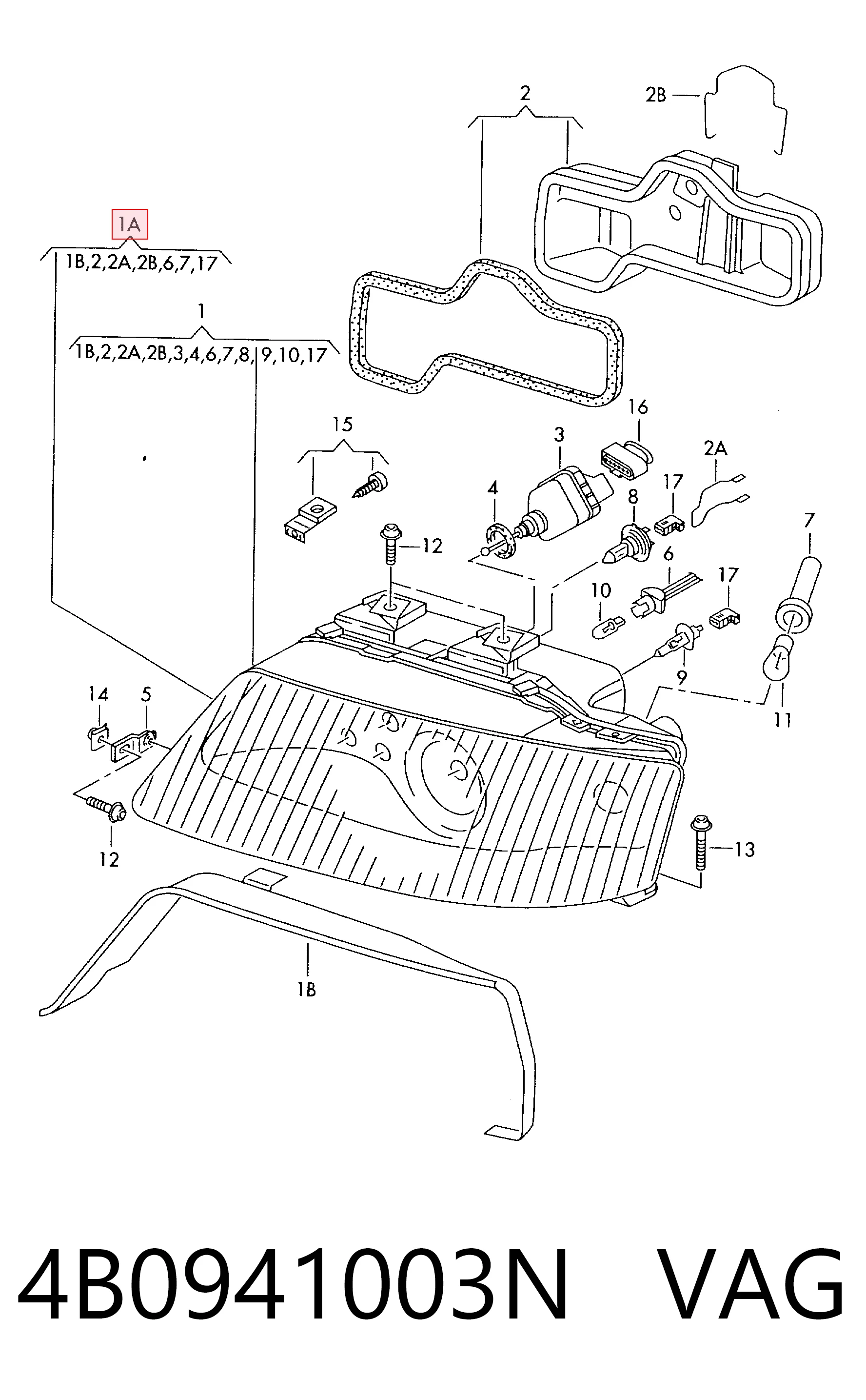  Luz esquerda Audi A6 C5 sedan (4B2, 4B4) (1997 - 2005) C5