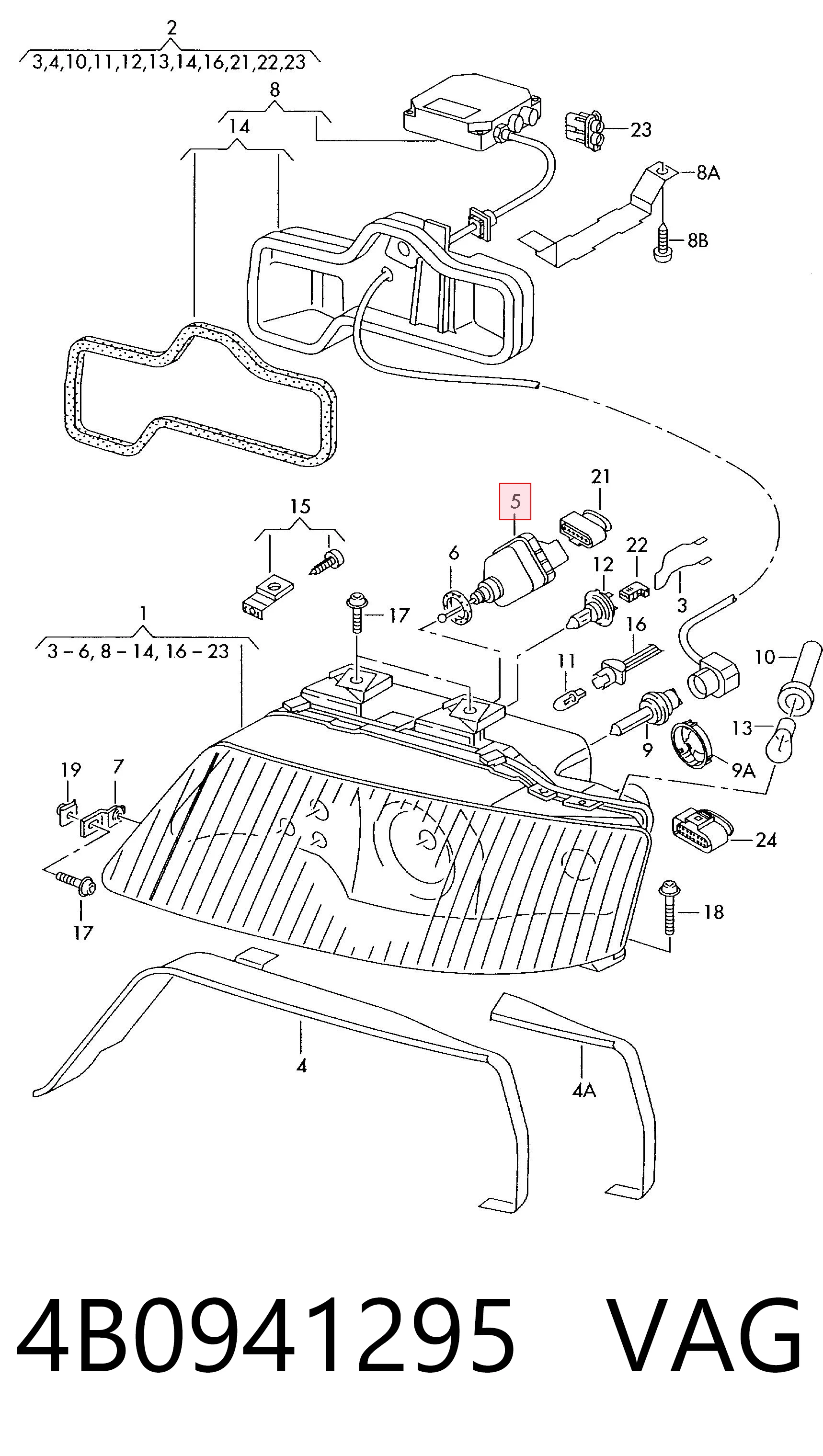 Corretor da luz Audi A3 8L1 ao melhor preço