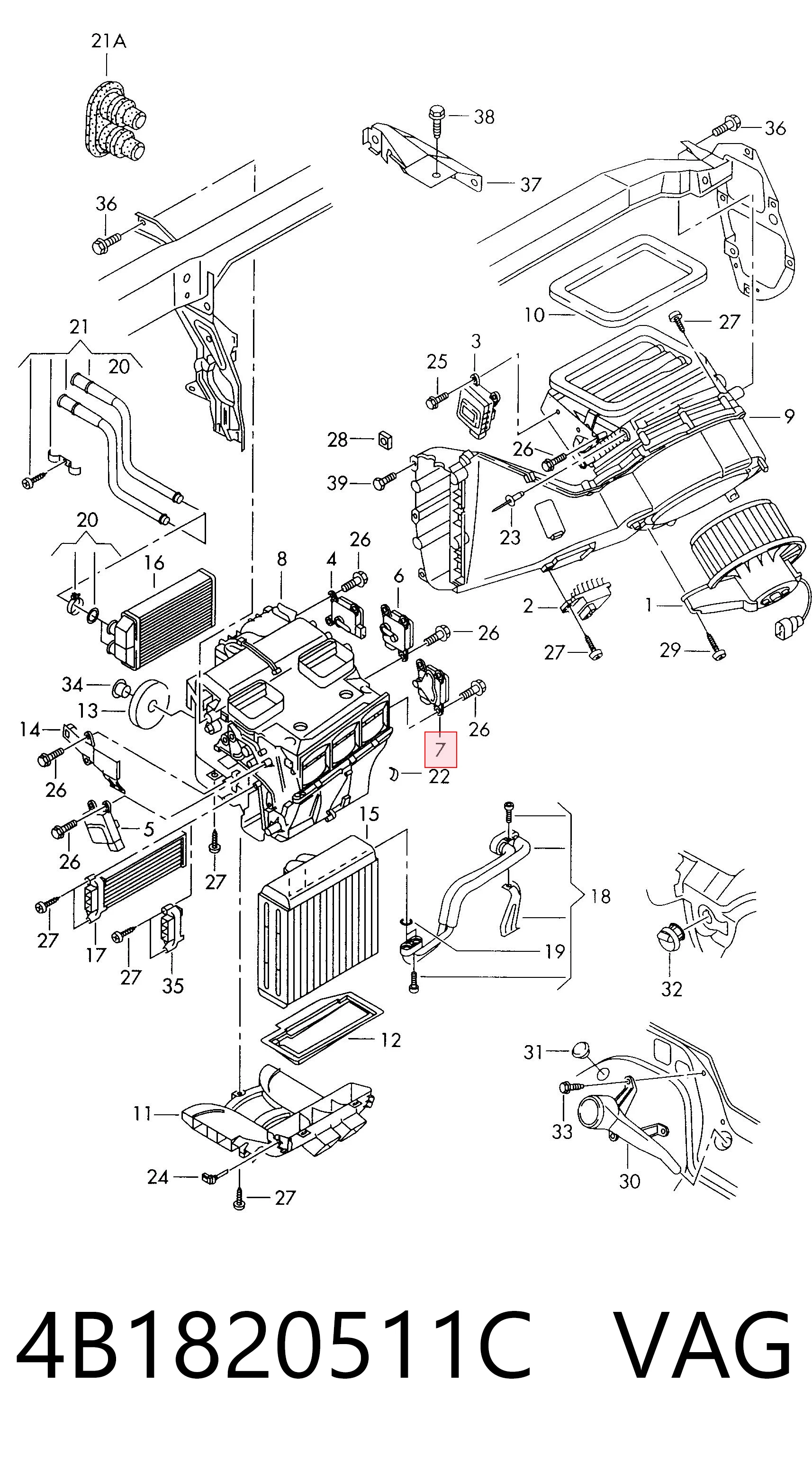 Acionamento de comporta de forno para Audi A6 C5 4B2, 4B4