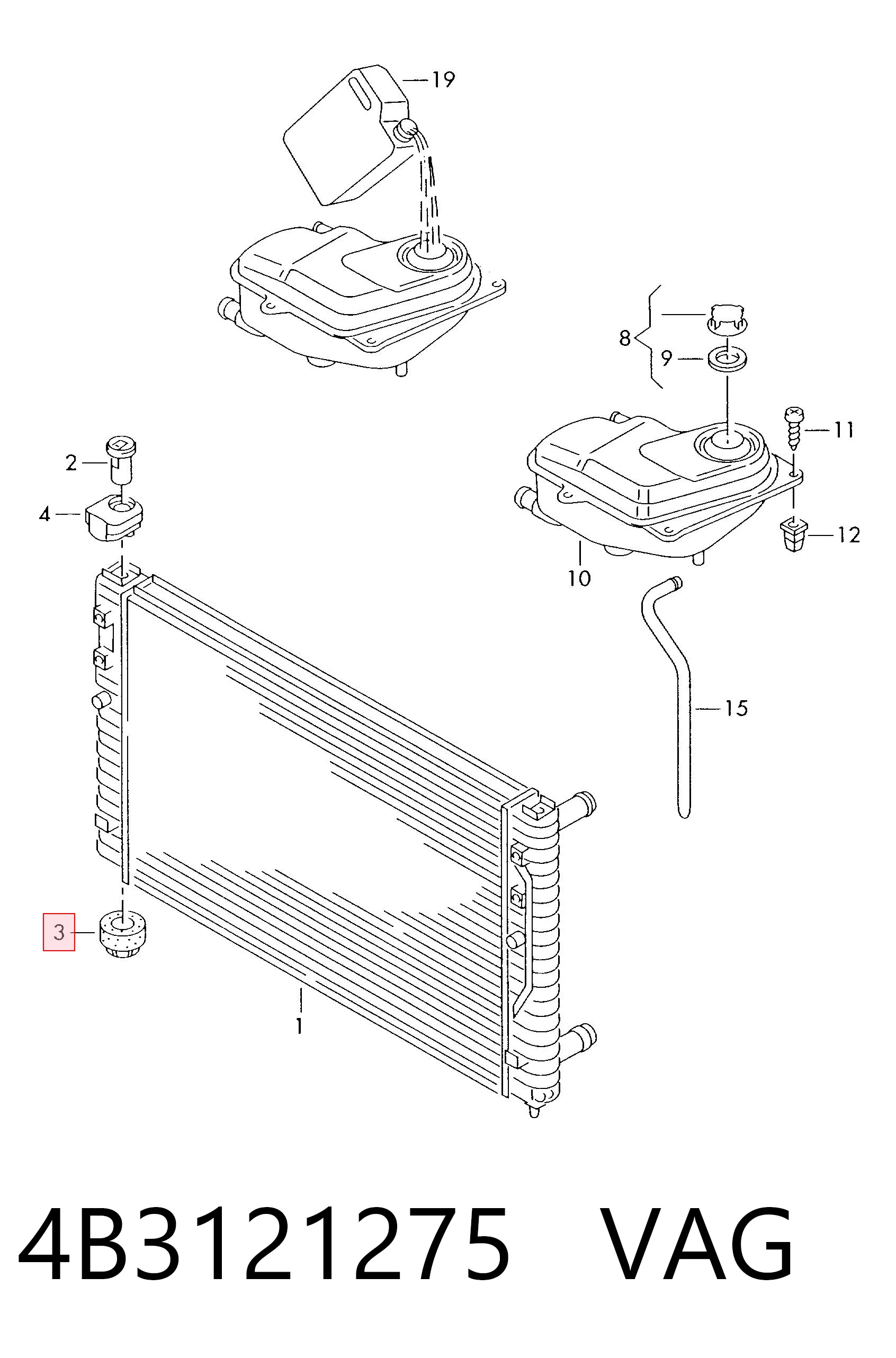 4B3121275 VAG Radiador de esfriamento de motor